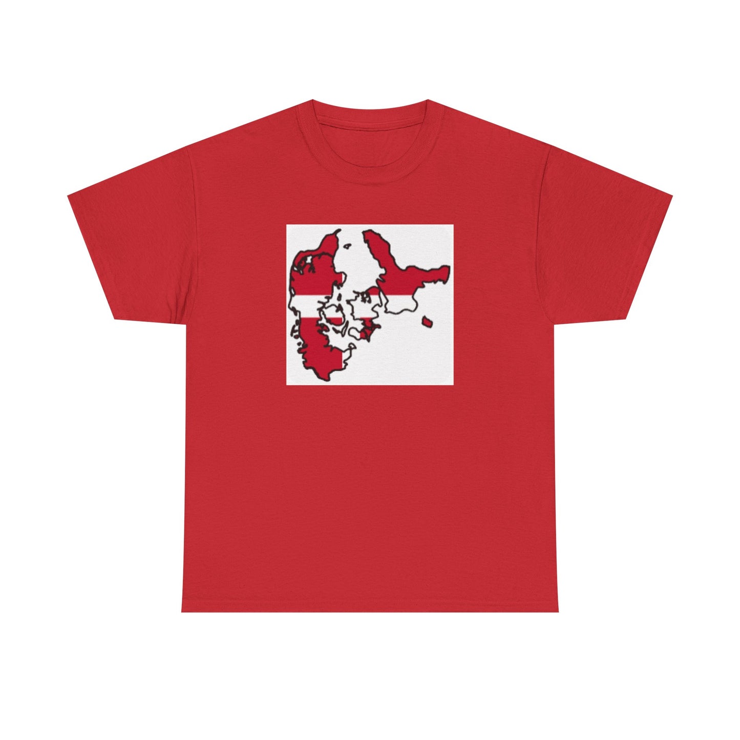 Unisex Heavy Cotton Tee -- Denmark flag and map