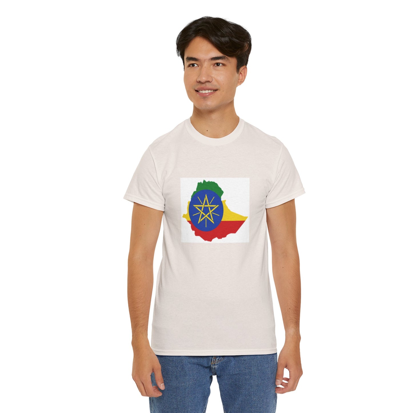 Unisex Heavy Cotton Tee -- Ethiopa federal flag and map