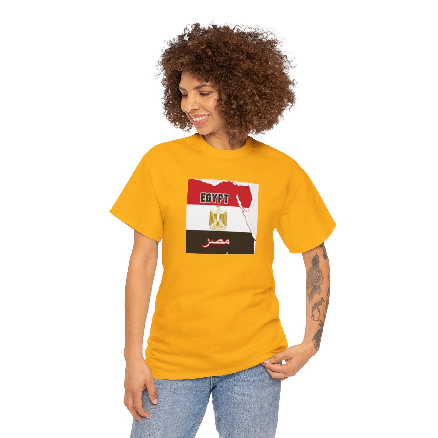 Unisex Heavy Cotton Tee -- Egypt flag and map