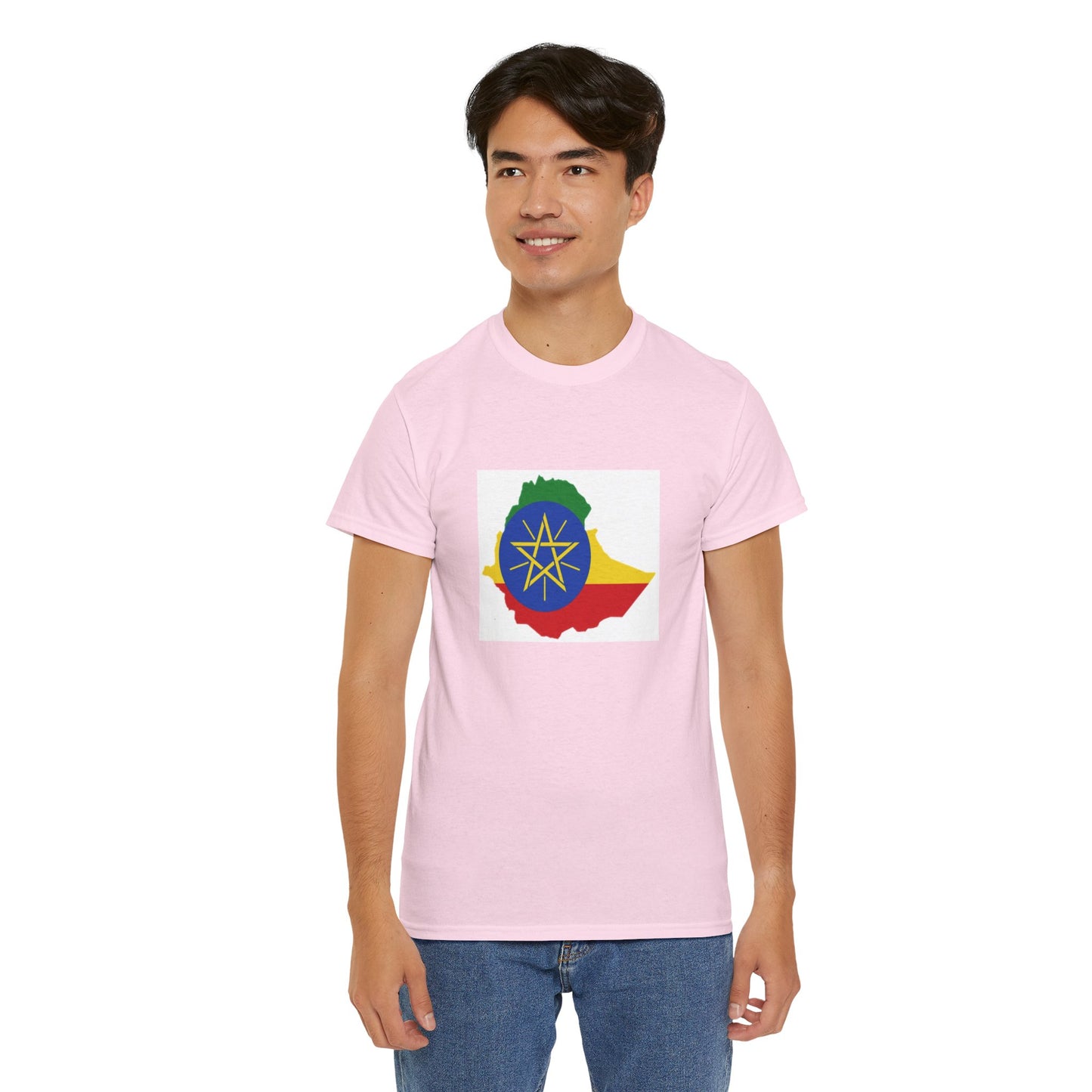 Unisex Heavy Cotton Tee -- Ethiopa federal flag and map