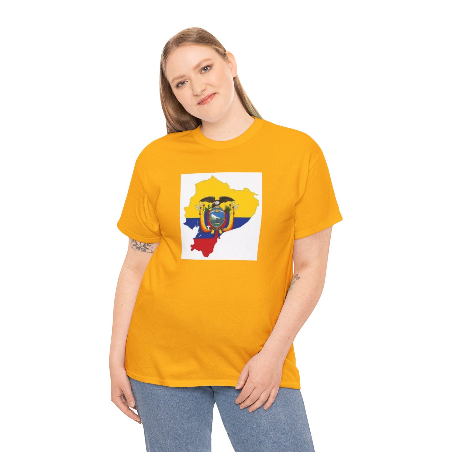 Unisex Heavy Cotton Tee -- Ecuador flag and map