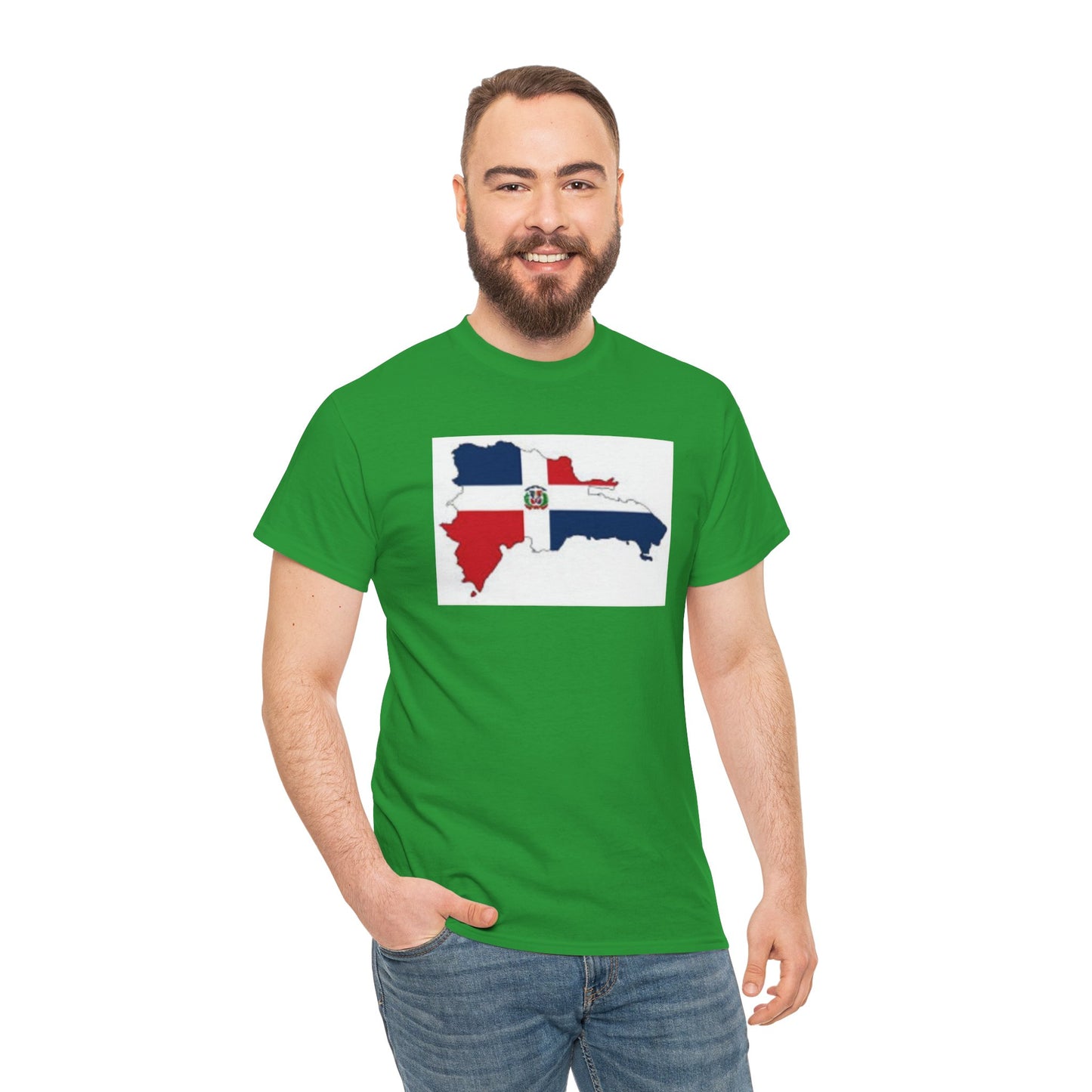 Unisex Heavy Cotton Tee -- Dominican Republic flag and map