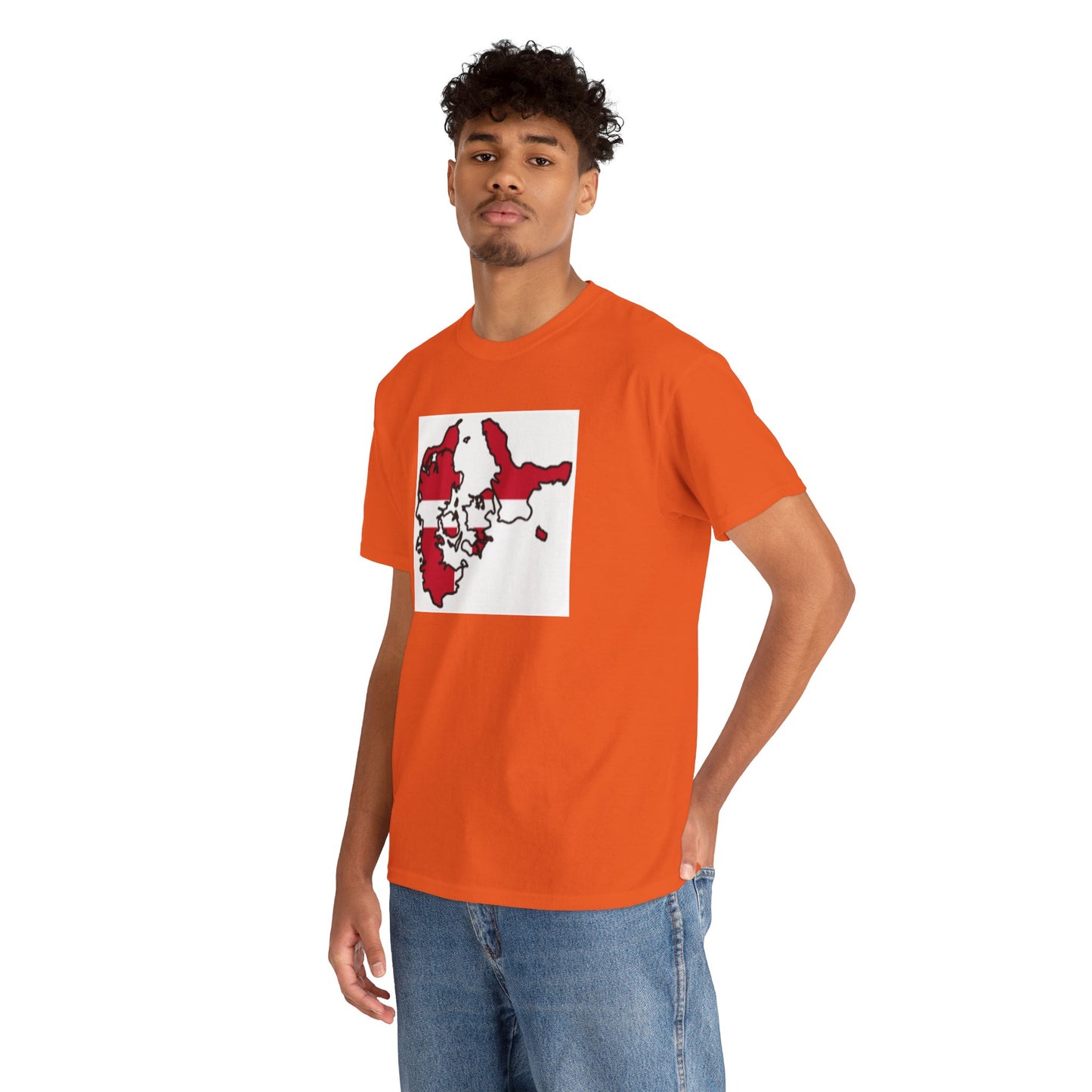 Unisex Heavy Cotton Tee -- Denmark flag and map