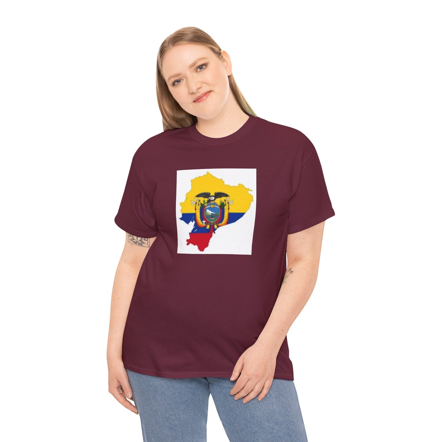 Unisex Heavy Cotton Tee -- Ecuador flag and map