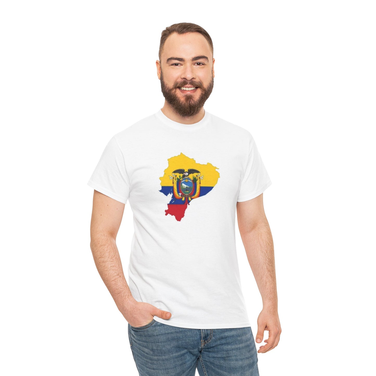 Unisex Heavy Cotton Tee -- Ecuador flag and map