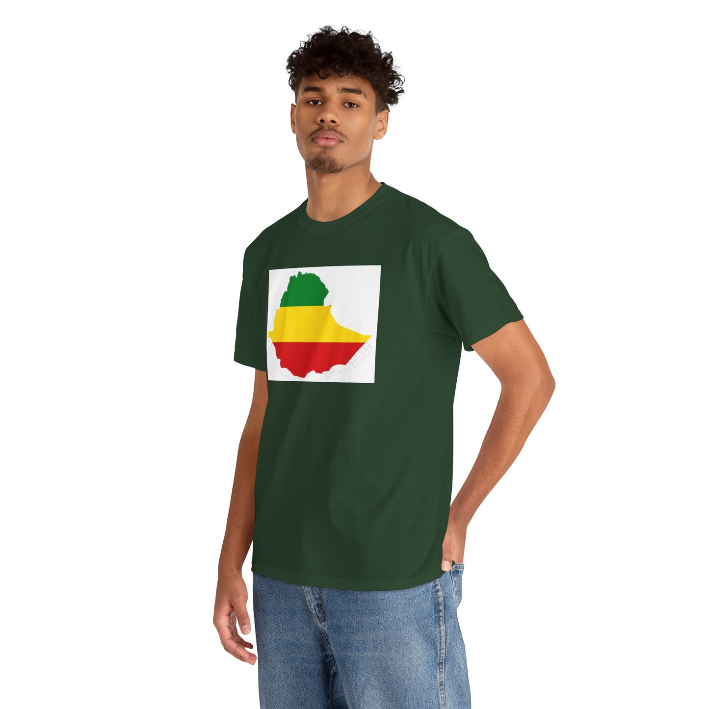 Unisex Heavy Cotton Tee -- Ethiopia flag and map