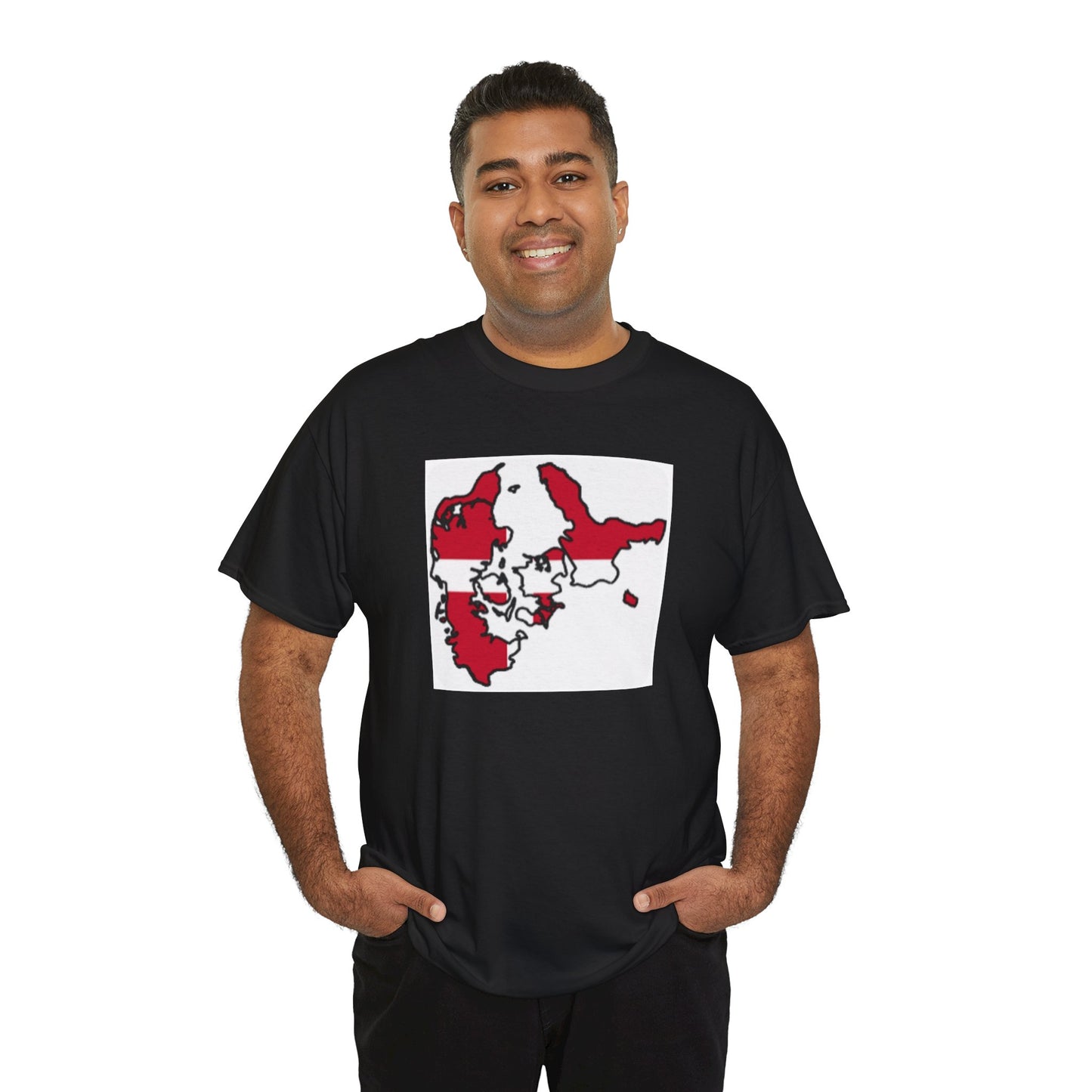 Unisex Heavy Cotton Tee -- Denmark flag and map