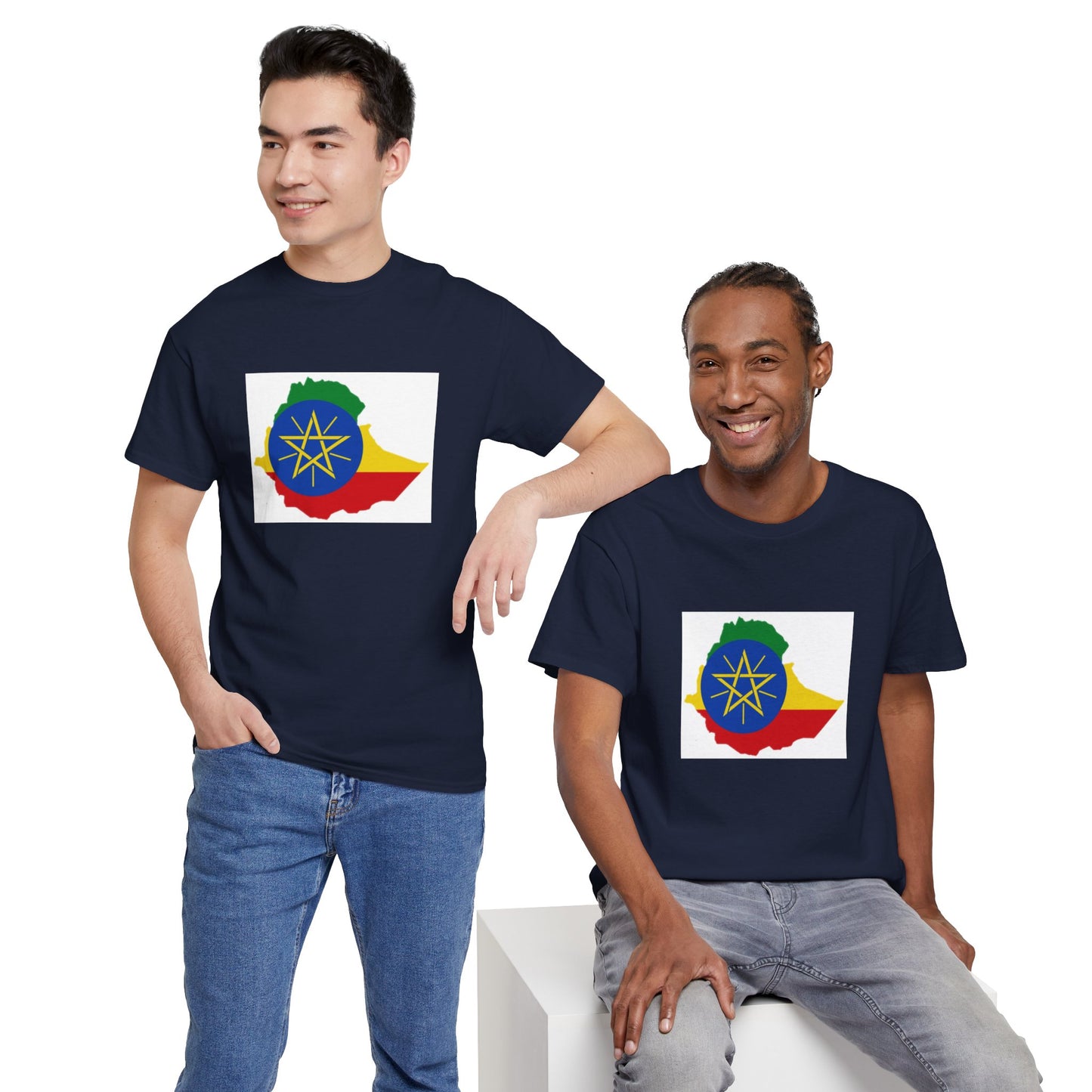 Unisex Heavy Cotton Tee -- Ethiopa federal flag and map