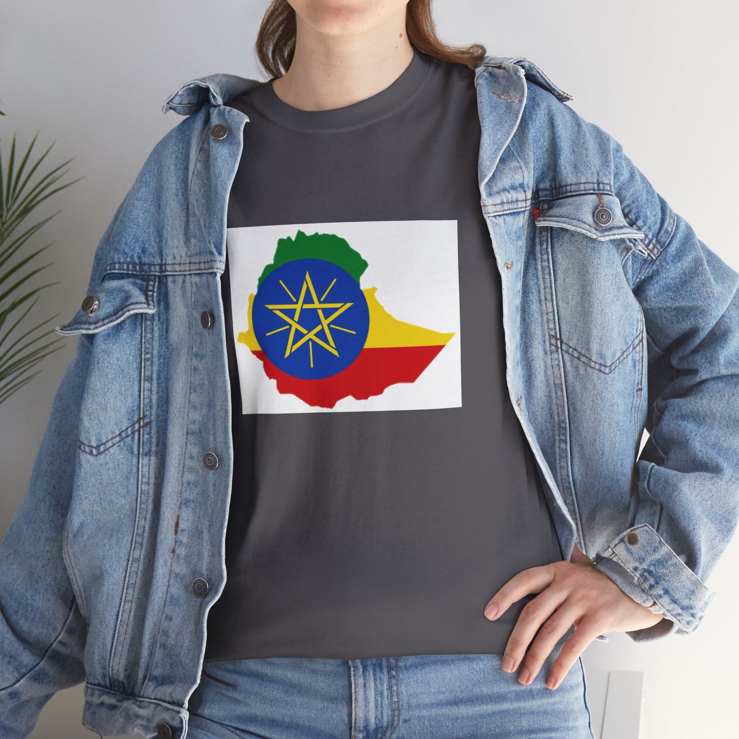 Unisex Heavy Cotton Tee -- Ethiopa federal flag and map