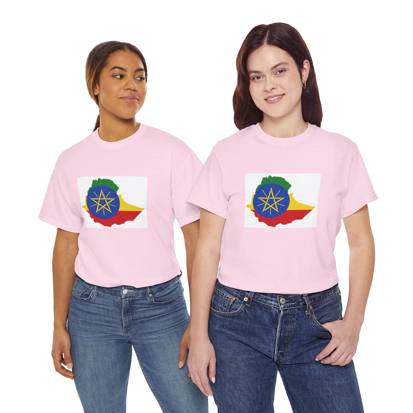 Unisex Heavy Cotton Tee -- Ethiopa federal flag and map