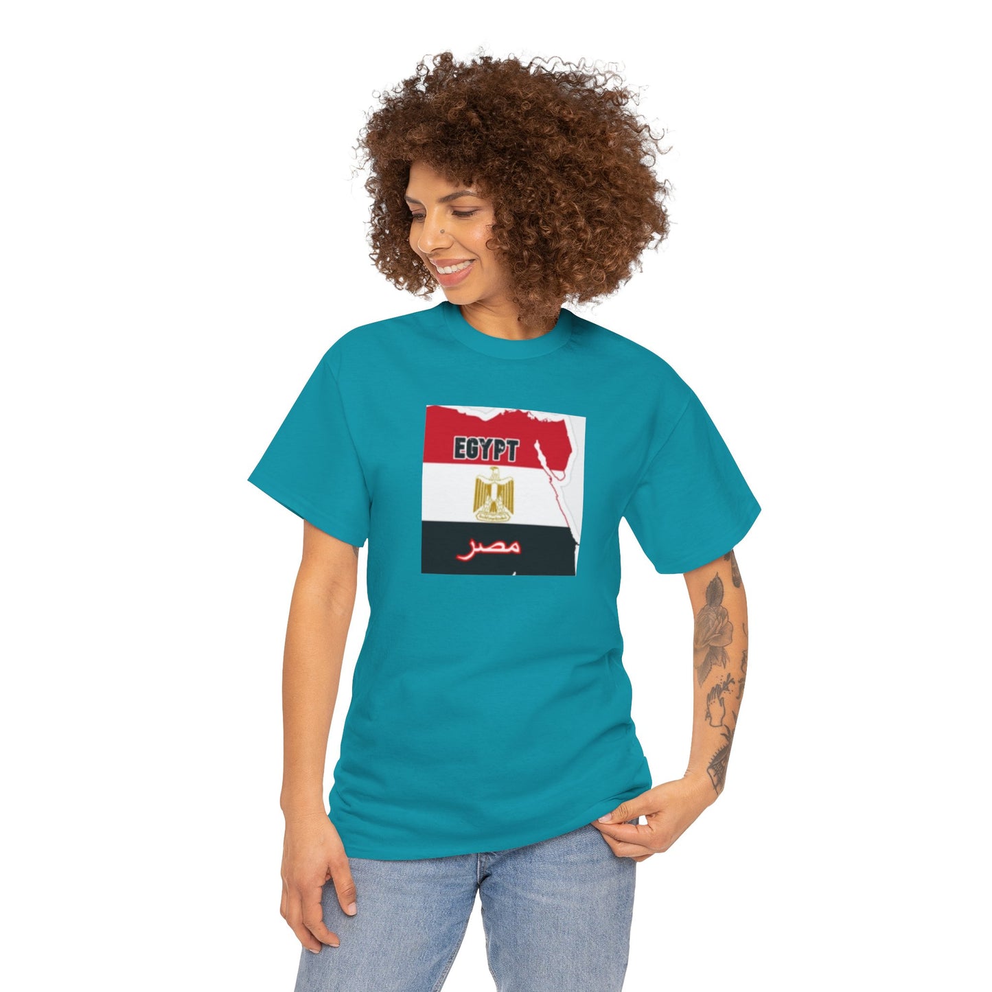 Unisex Heavy Cotton Tee -- Egypt flag and map