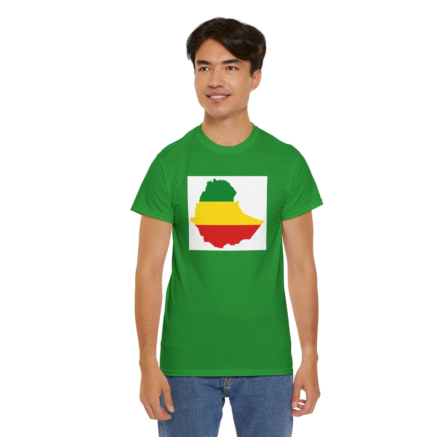Unisex Heavy Cotton Tee -- Ethiopia flag and map