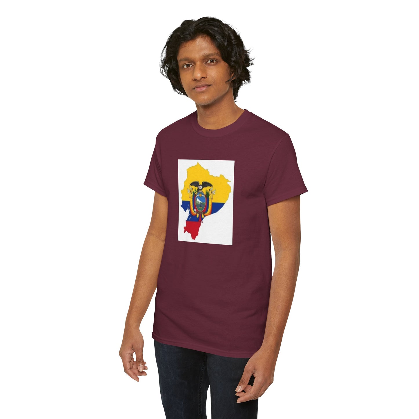 Unisex Heavy Cotton Tee -- Ecuador flag and map