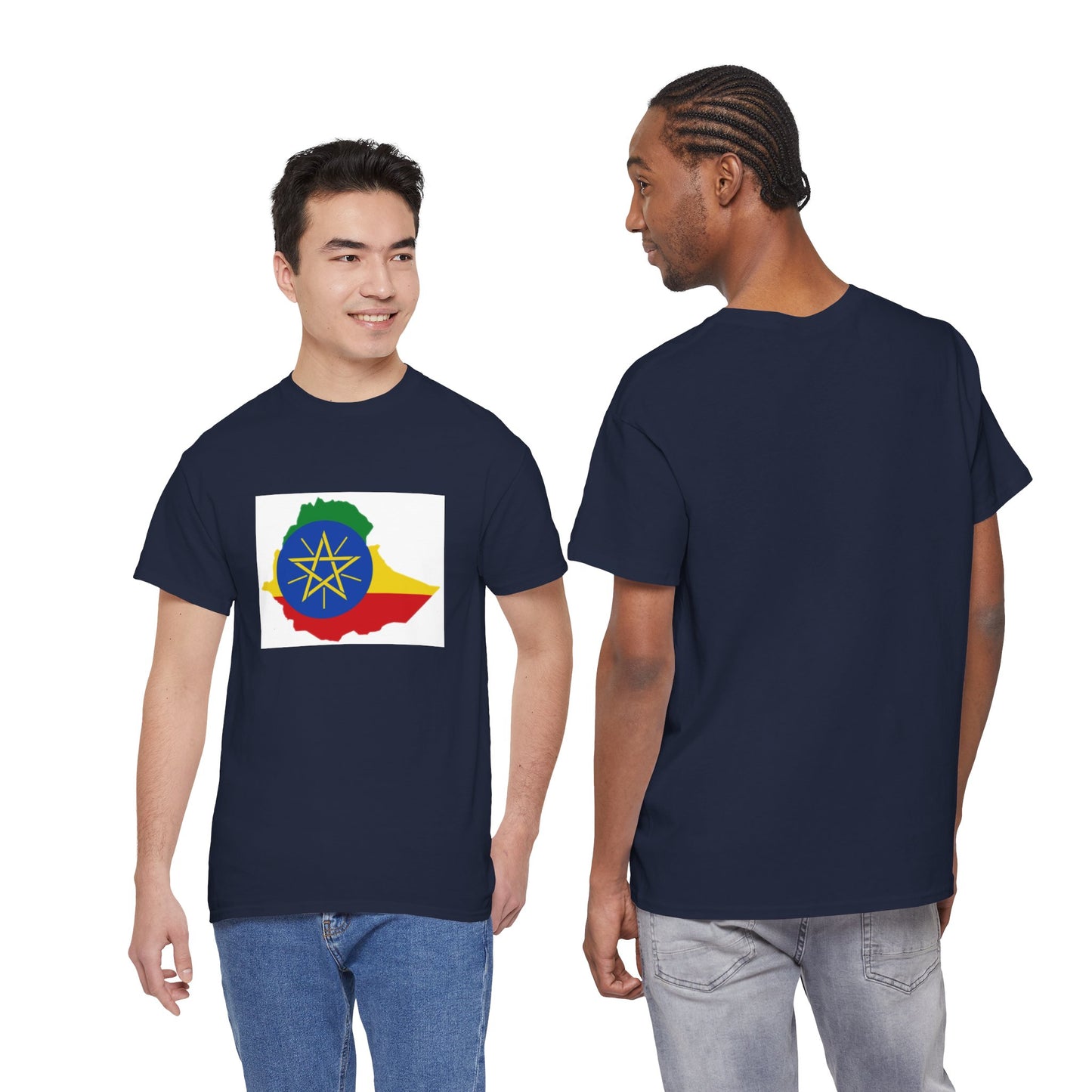 Unisex Heavy Cotton Tee -- Ethiopa federal flag and map
