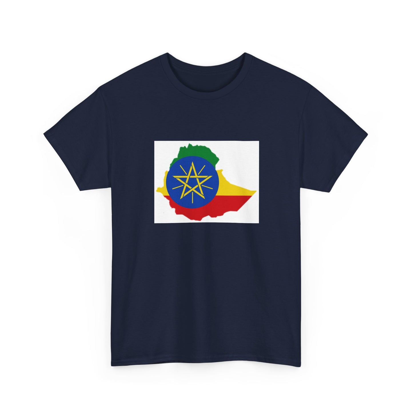 Unisex Heavy Cotton Tee -- Ethiopa federal flag and map