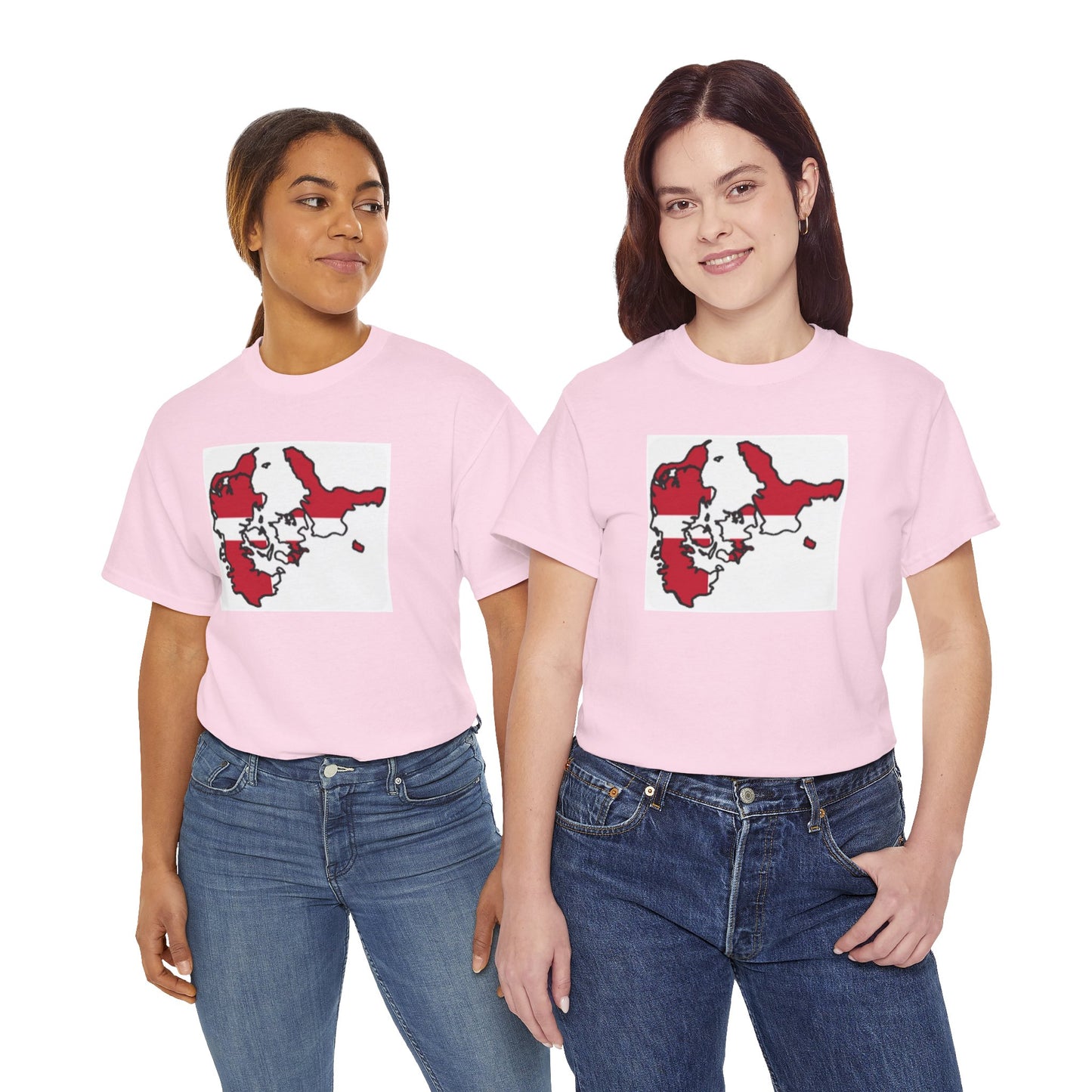 Unisex Heavy Cotton Tee -- Denmark flag and map