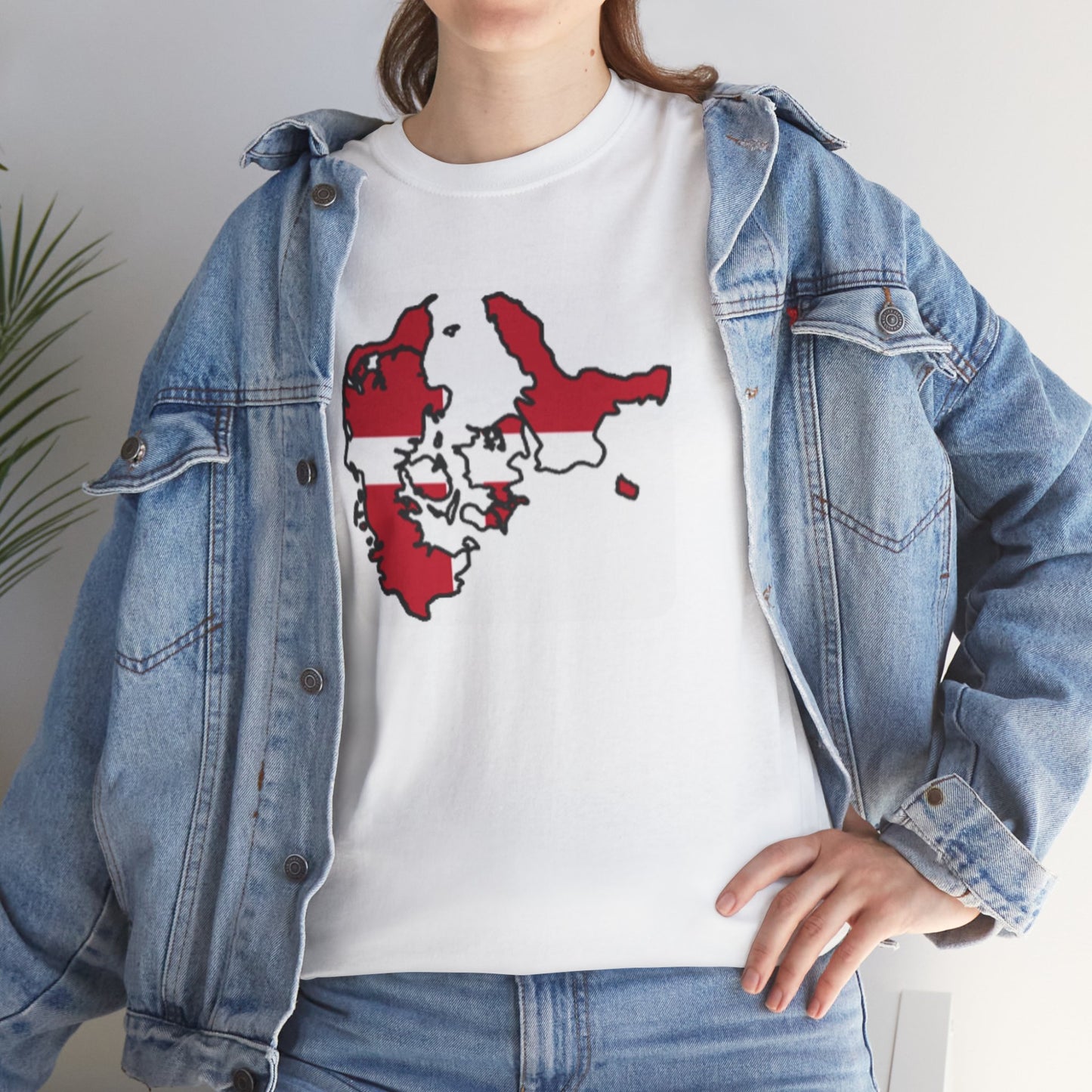 Unisex Heavy Cotton Tee -- Denmark flag and map