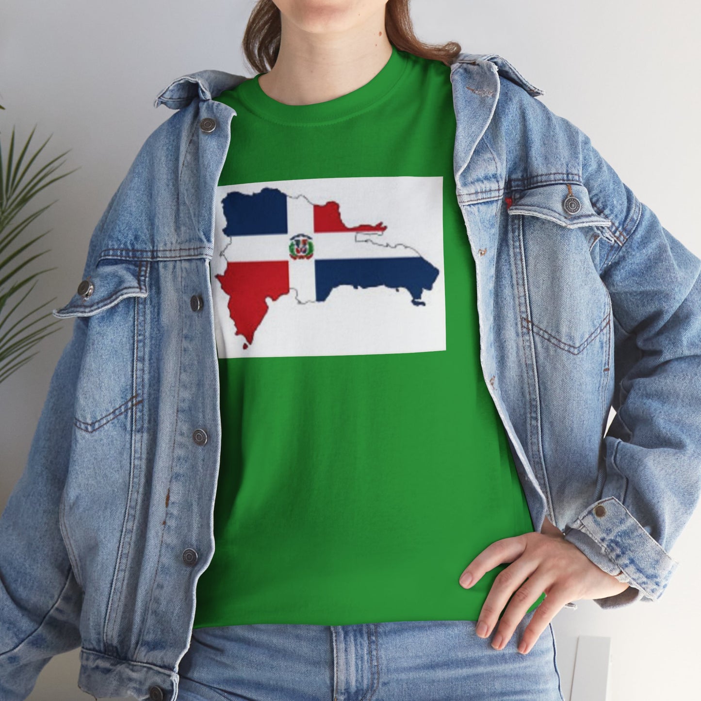Unisex Heavy Cotton Tee -- Dominican Republic flag and map