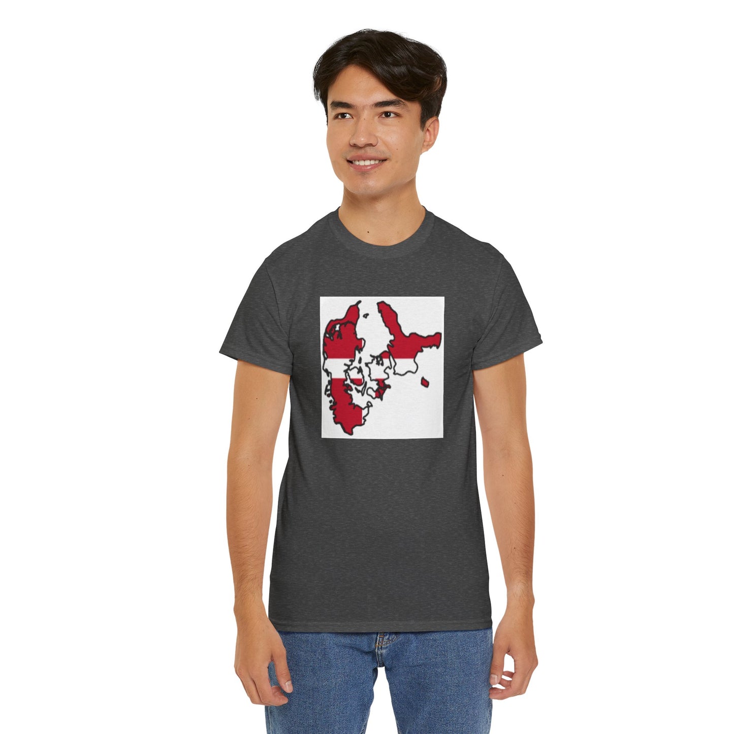 Unisex Heavy Cotton Tee -- Denmark flag and map