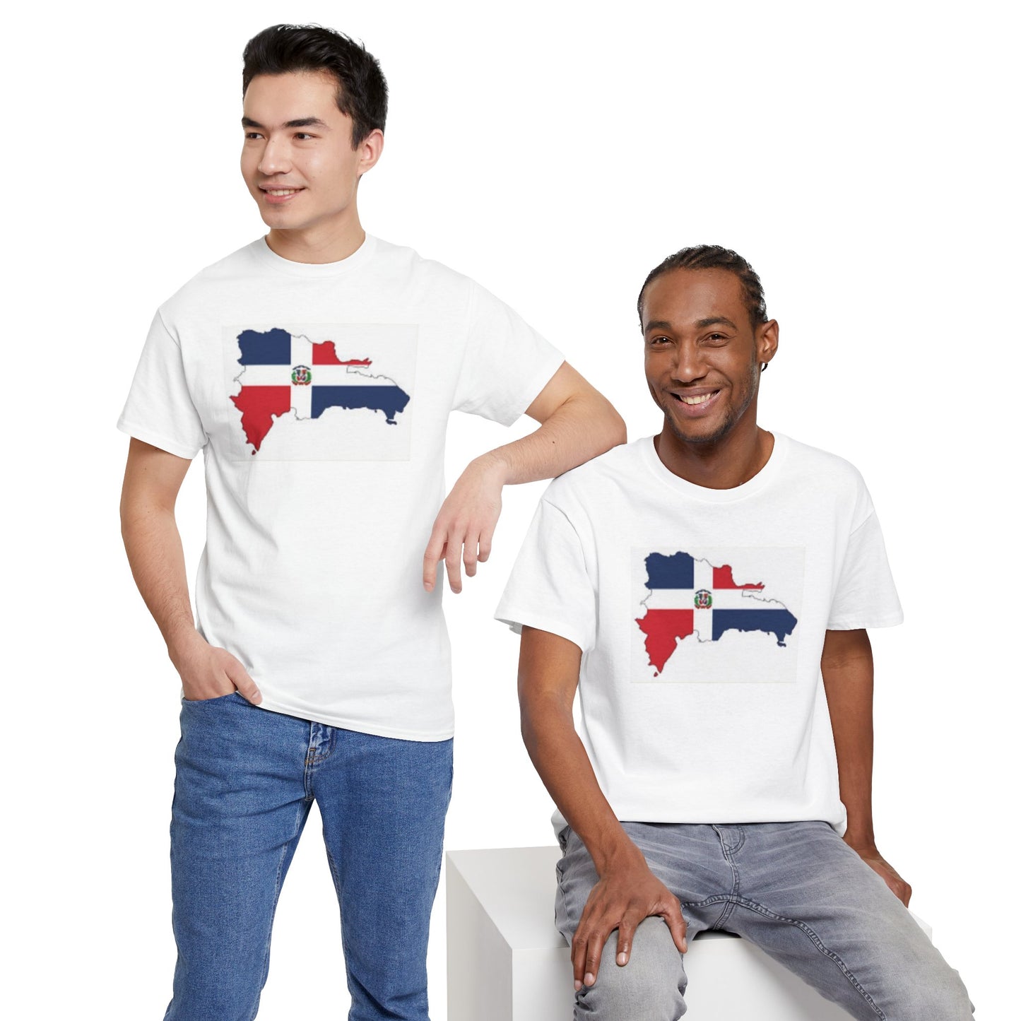 Unisex Heavy Cotton Tee -- Dominican Republic flag and map