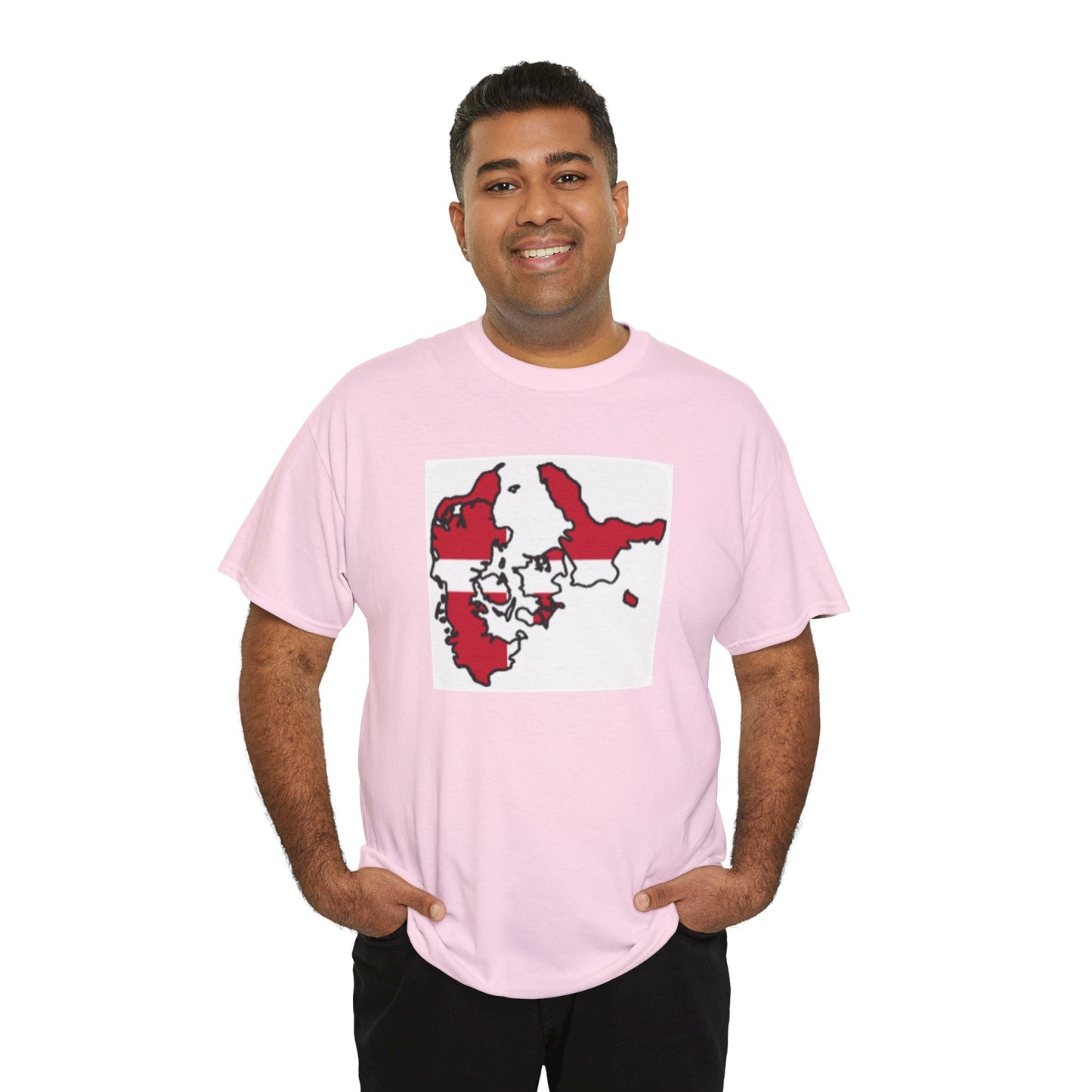 Unisex Heavy Cotton Tee -- Denmark flag and map