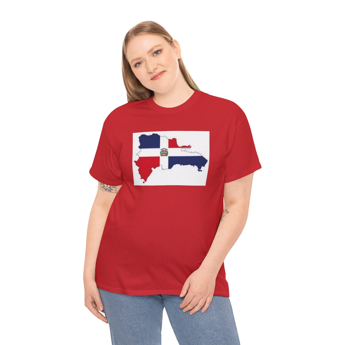 Unisex Heavy Cotton Tee -- Dominican Republic flag and map