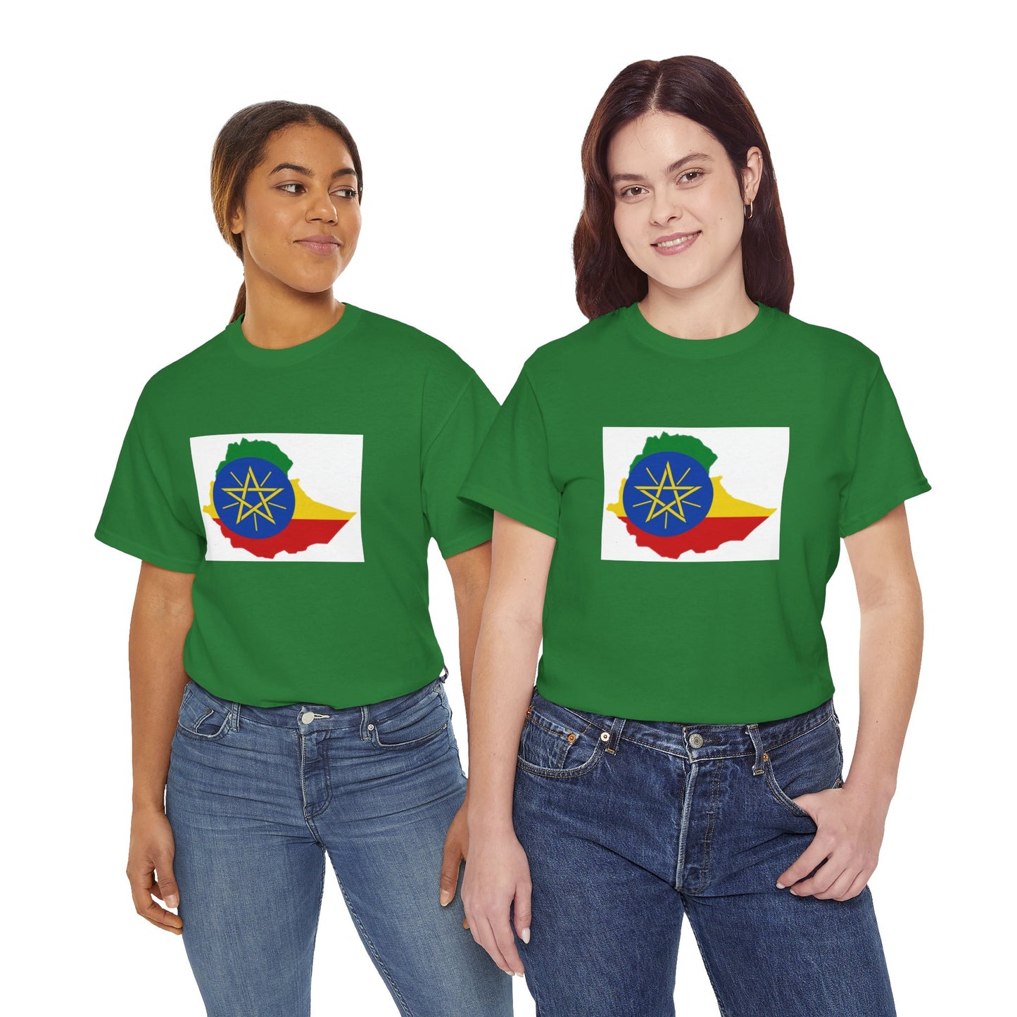Unisex Heavy Cotton Tee -- Ethiopa federal flag and map