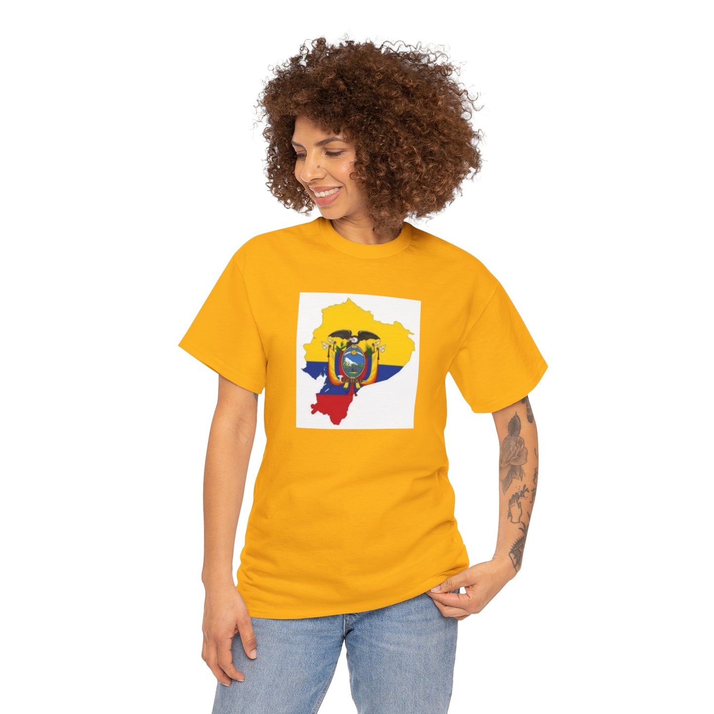 Unisex Heavy Cotton Tee -- Ecuador flag and map