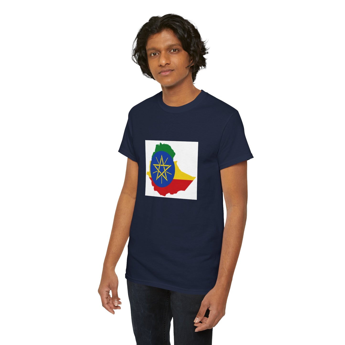Unisex Heavy Cotton Tee -- Ethiopa federal flag and map