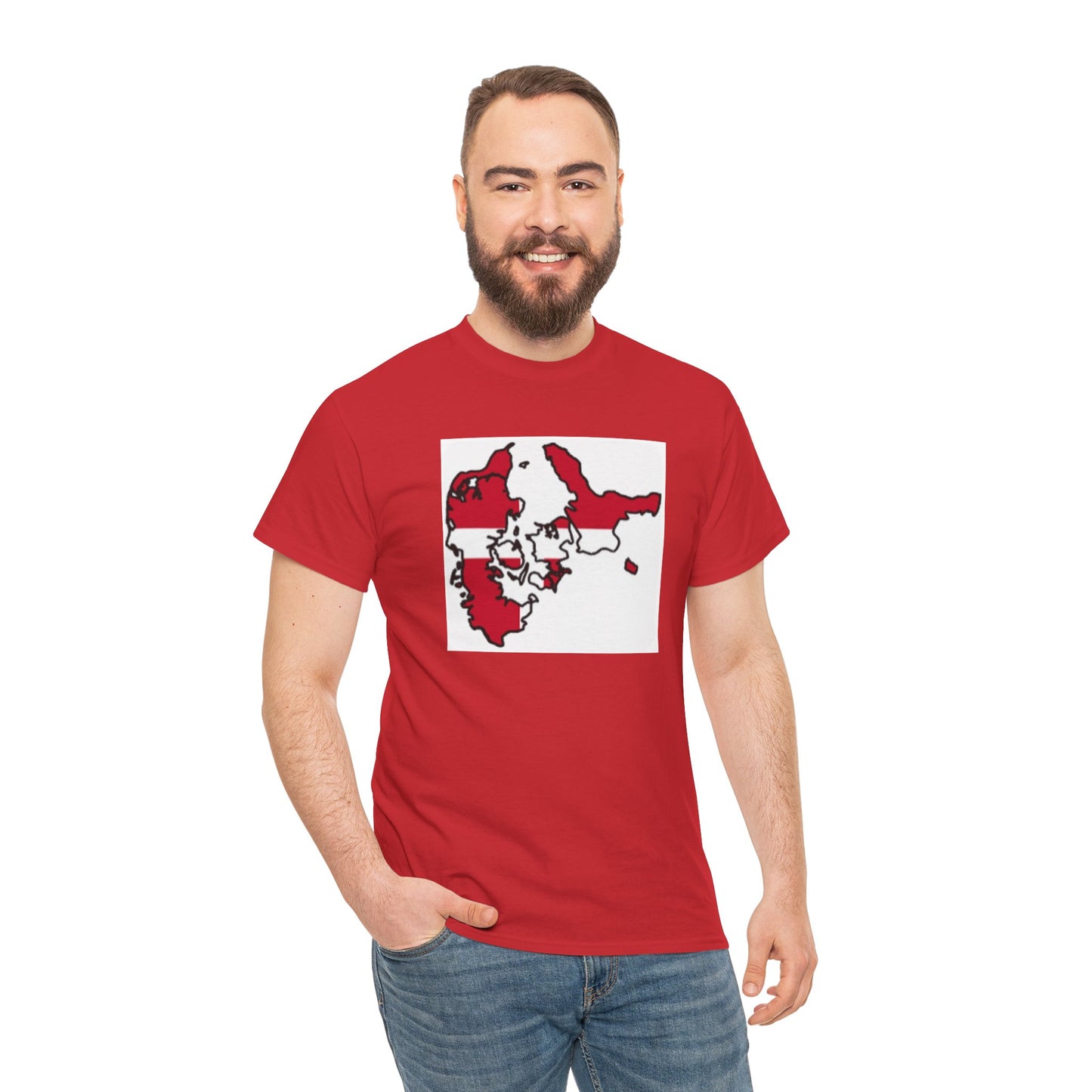 Unisex Heavy Cotton Tee -- Denmark flag and map