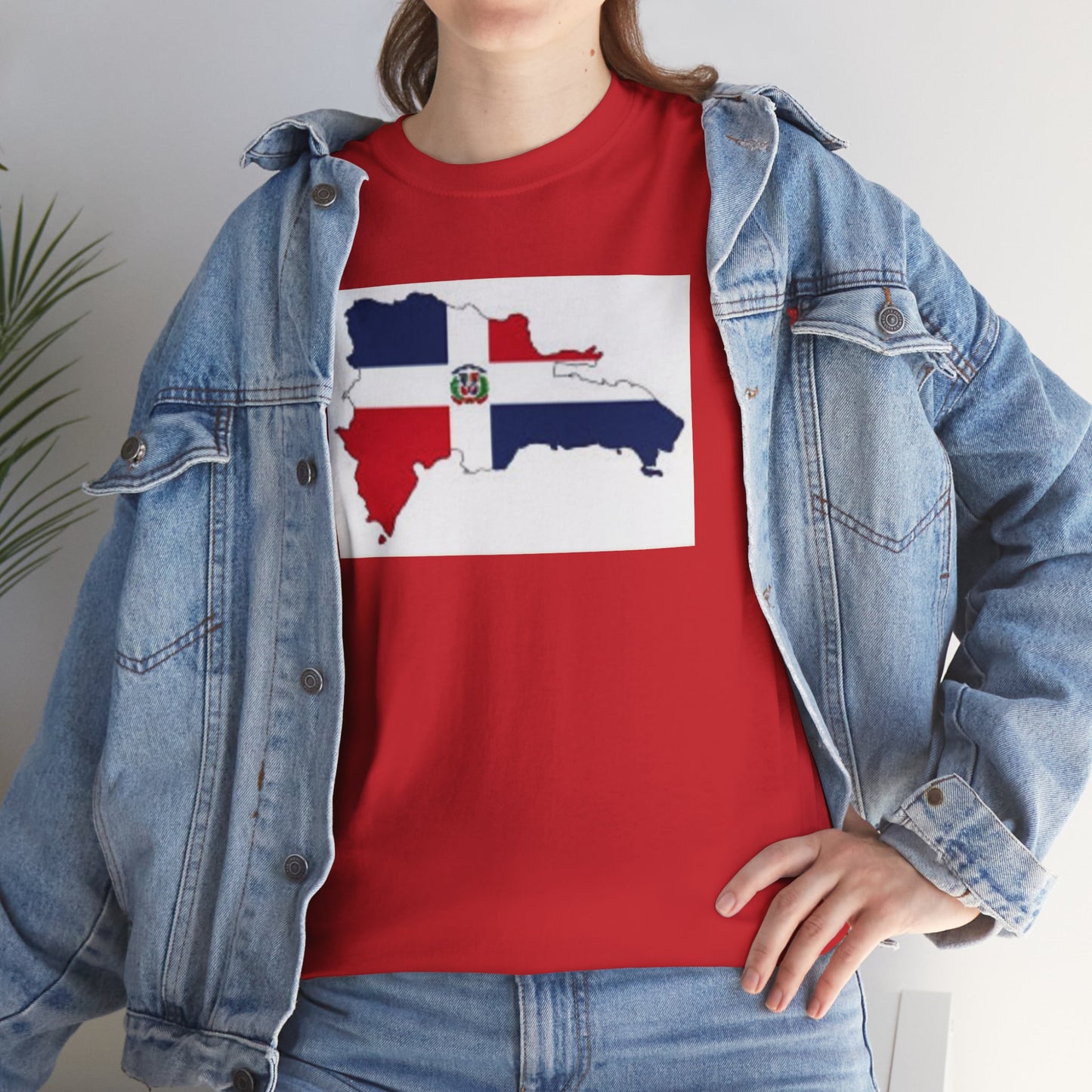 Unisex Heavy Cotton Tee -- Dominican Republic flag and map