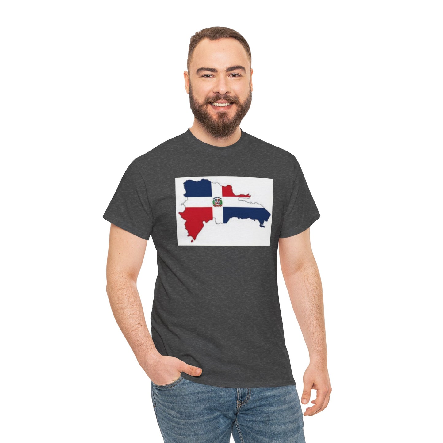 Unisex Heavy Cotton Tee -- Dominican Republic flag and map