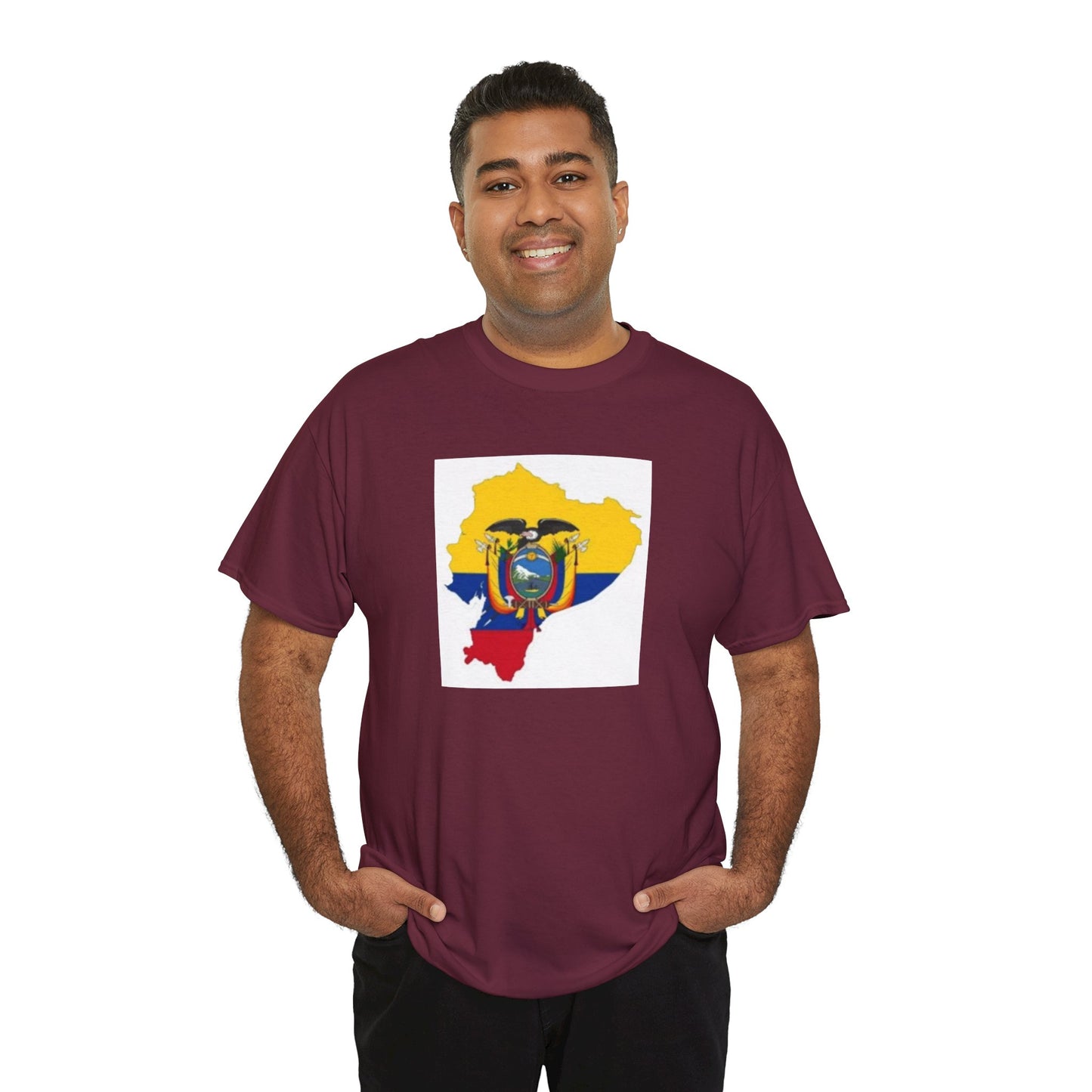 Unisex Heavy Cotton Tee -- Ecuador flag and map