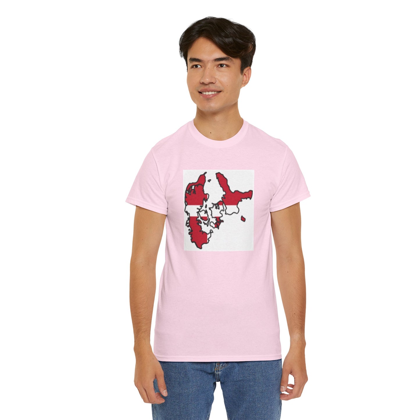 Unisex Heavy Cotton Tee -- Denmark flag and map