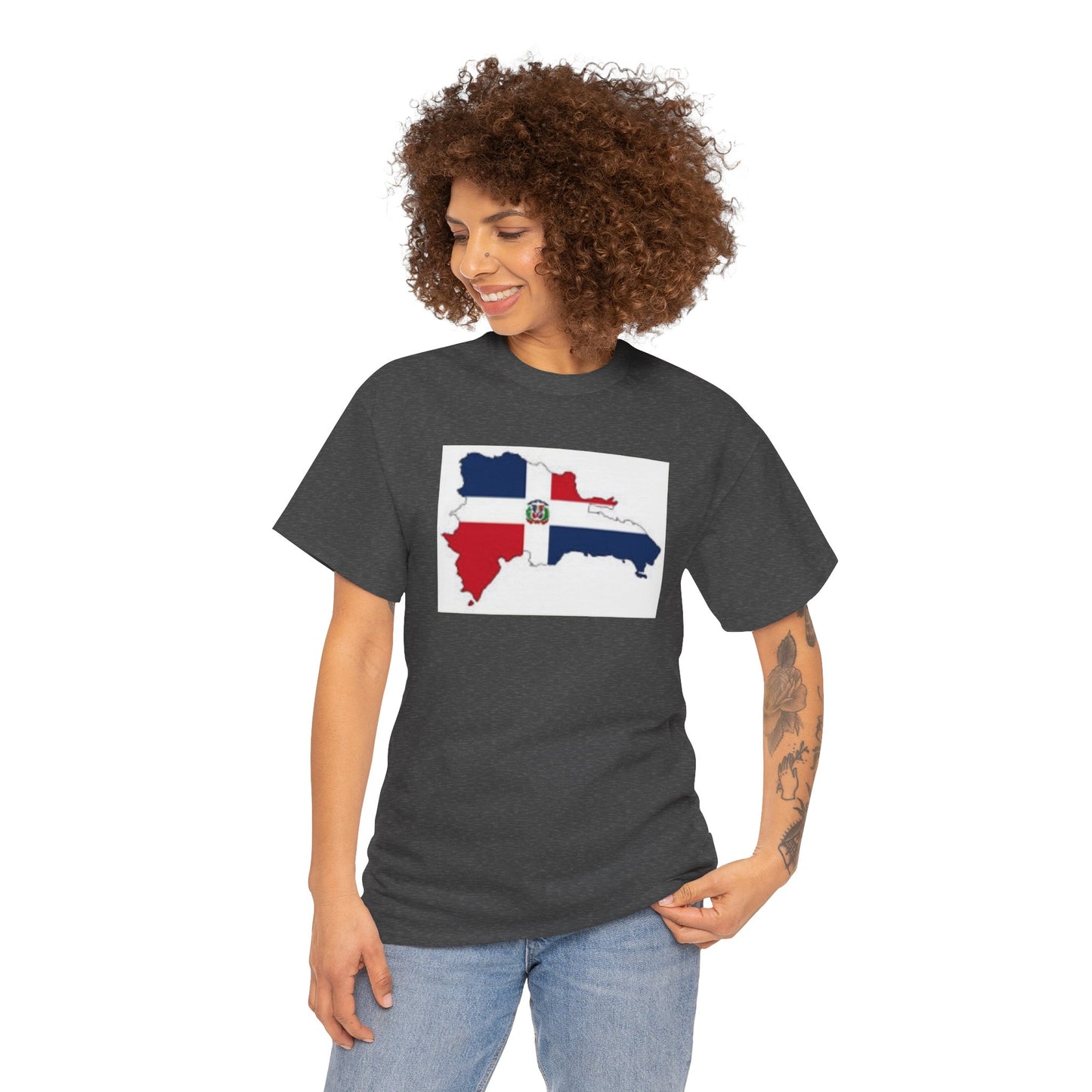 Unisex Heavy Cotton Tee -- Dominican Republic flag and map