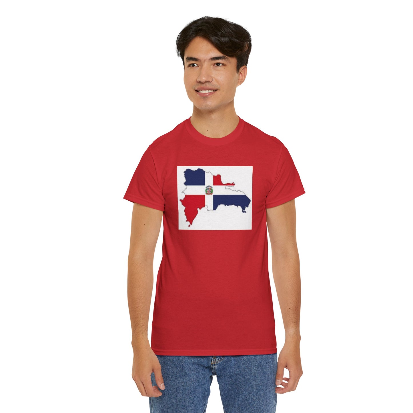 Unisex Heavy Cotton Tee -- Dominican Republic flag and map