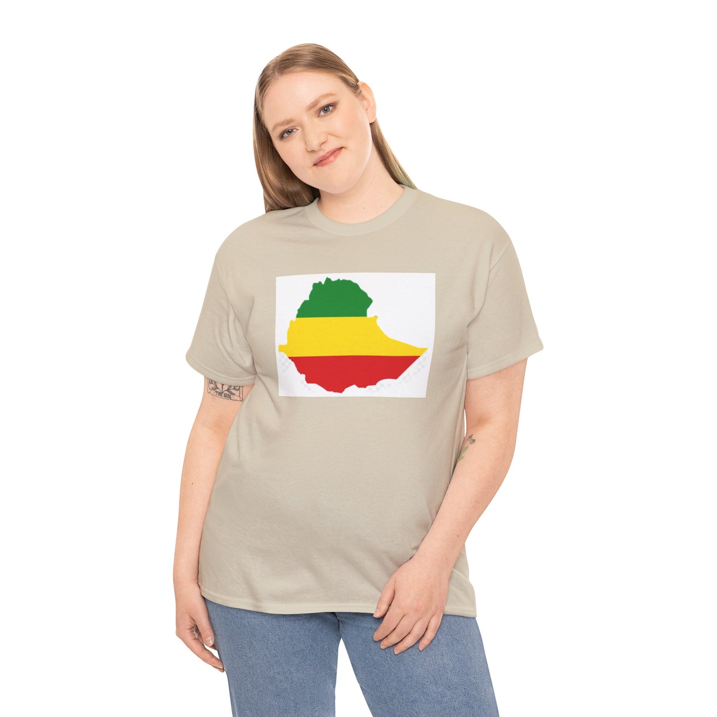 Unisex Heavy Cotton Tee -- Ethiopia flag and map