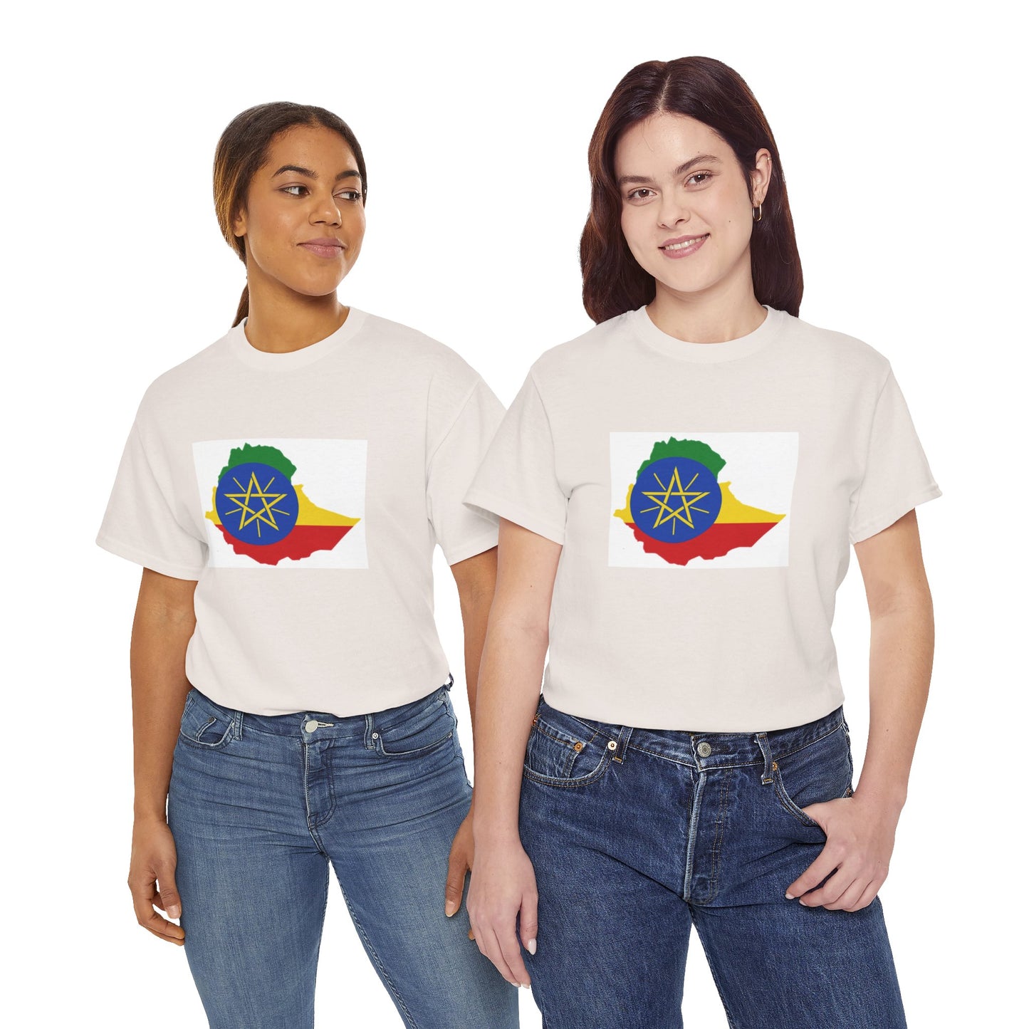 Unisex Heavy Cotton Tee -- Ethiopa federal flag and map