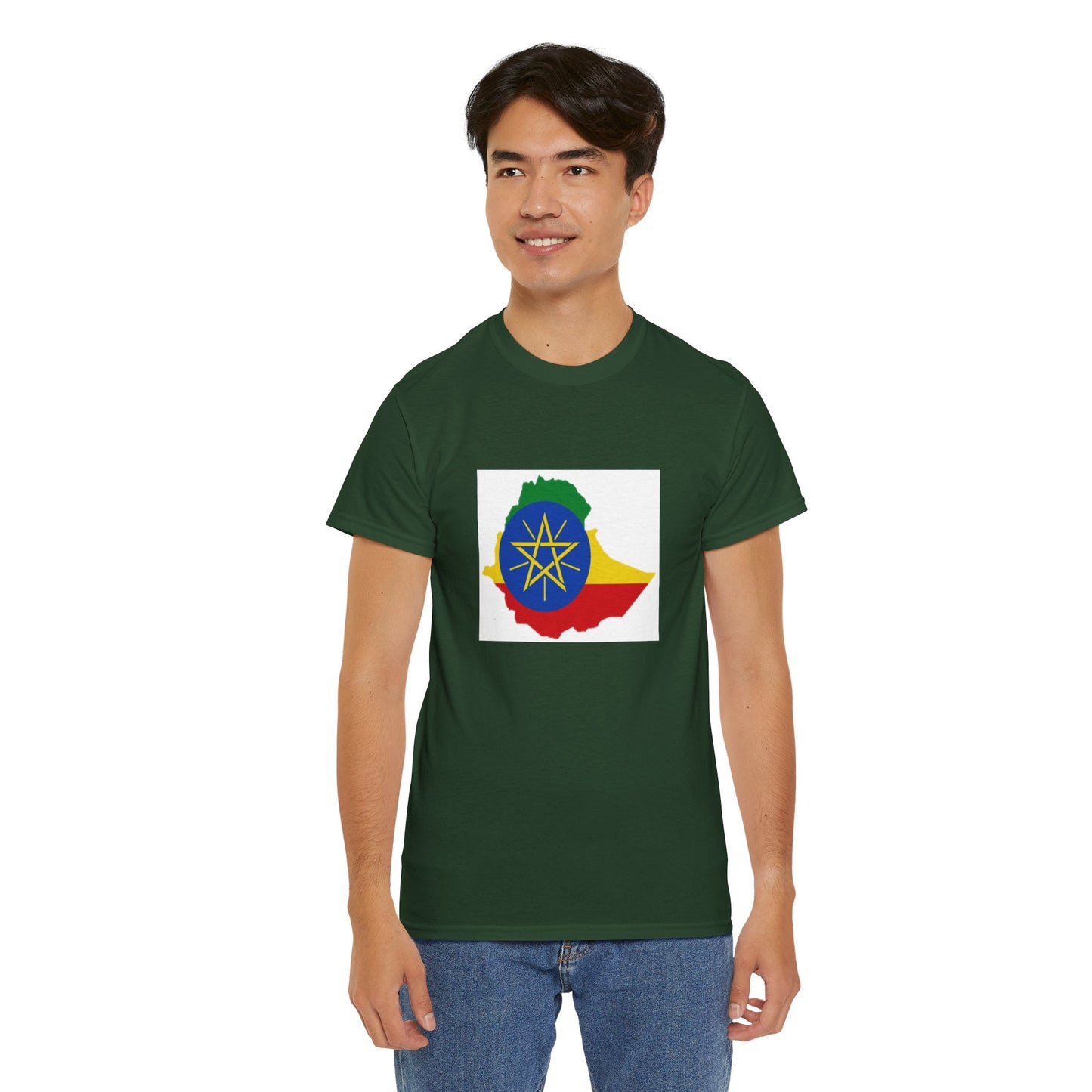 Unisex Heavy Cotton Tee -- Ethiopa federal flag and map