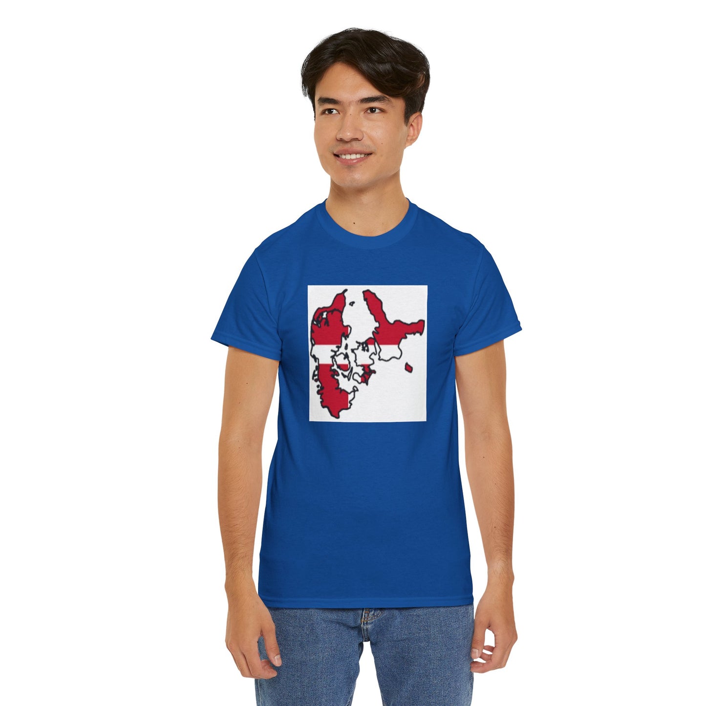 Unisex Heavy Cotton Tee -- Denmark flag and map