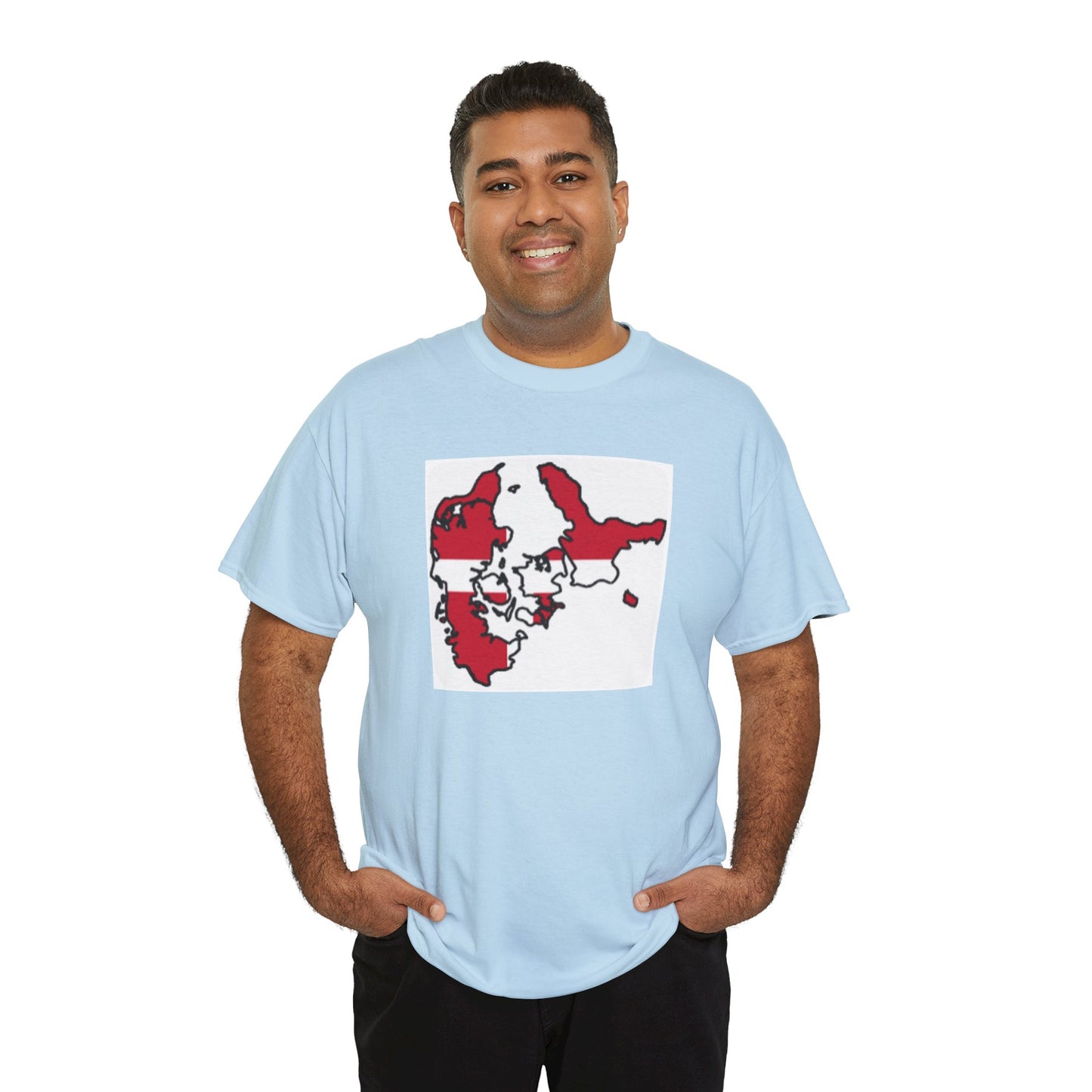 Unisex Heavy Cotton Tee -- Denmark flag and map