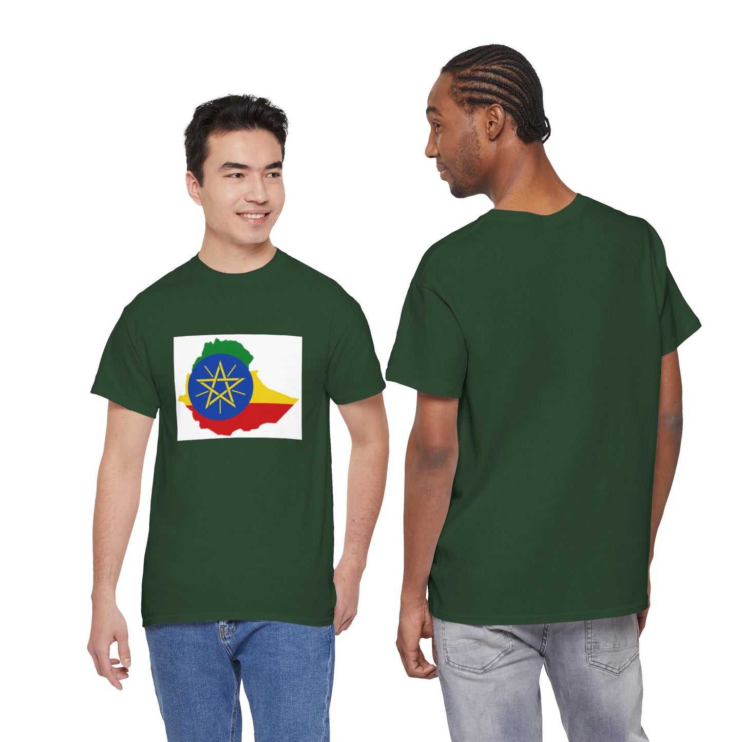 Unisex Heavy Cotton Tee -- Ethiopa federal flag and map