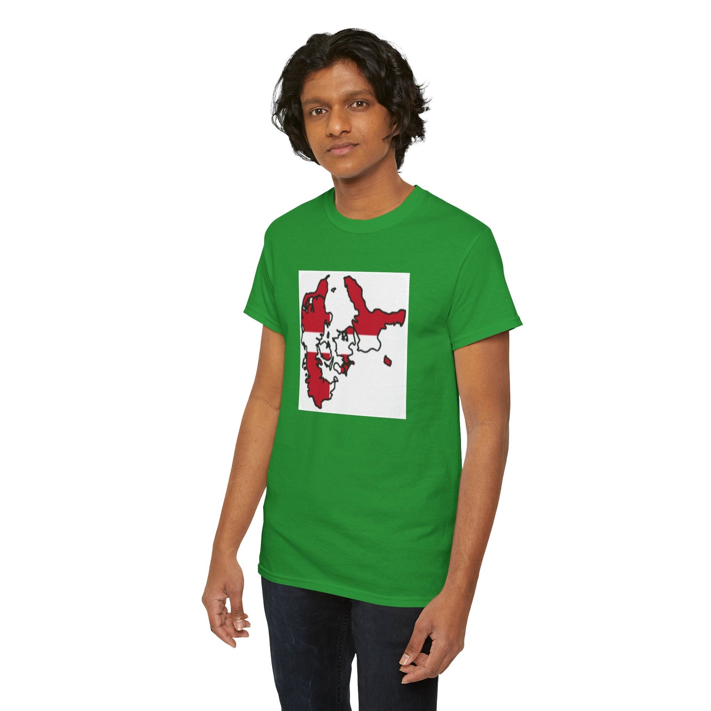 Unisex Heavy Cotton Tee -- Denmark flag and map