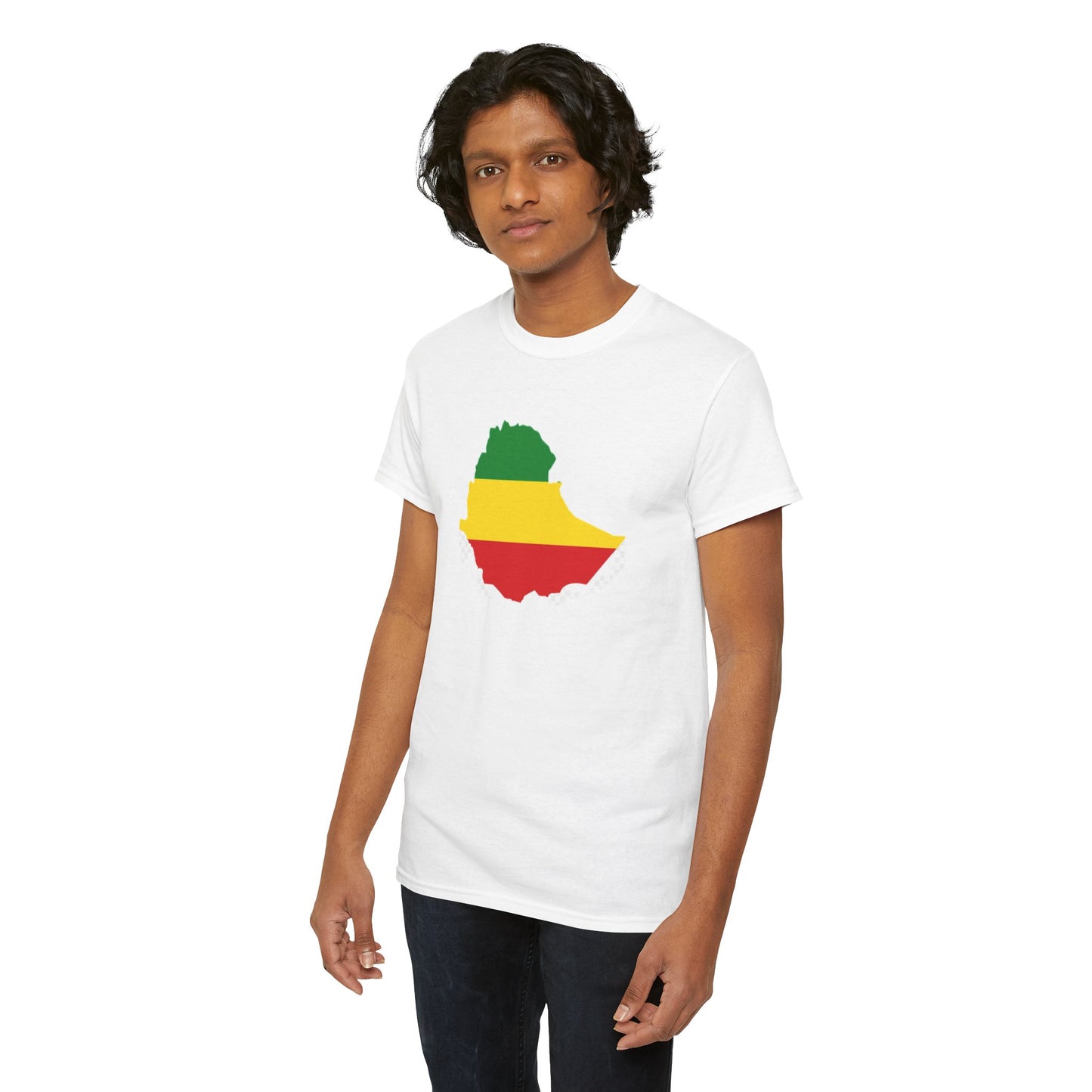 Unisex Heavy Cotton Tee -- Ethiopia flag and map