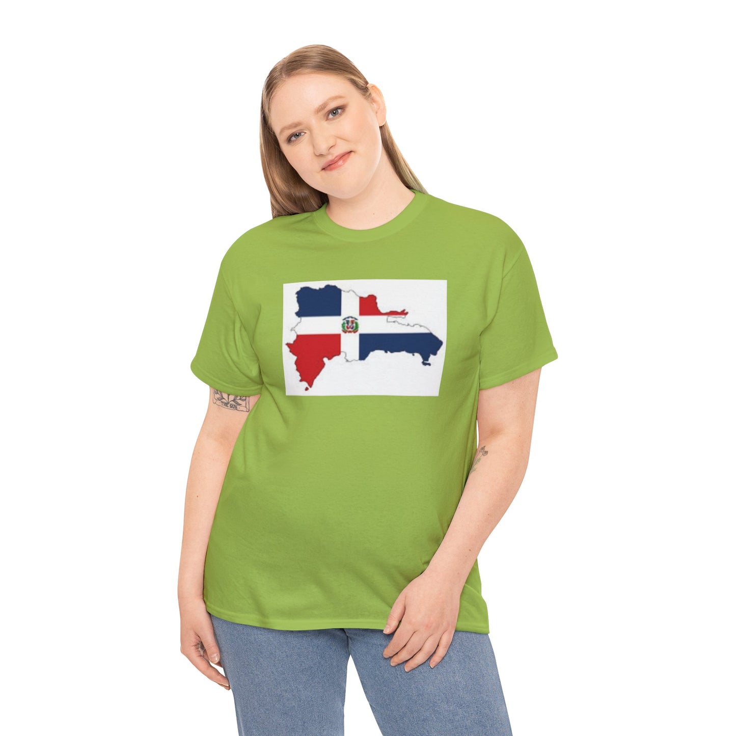 Unisex Heavy Cotton Tee -- Dominican Republic flag and map