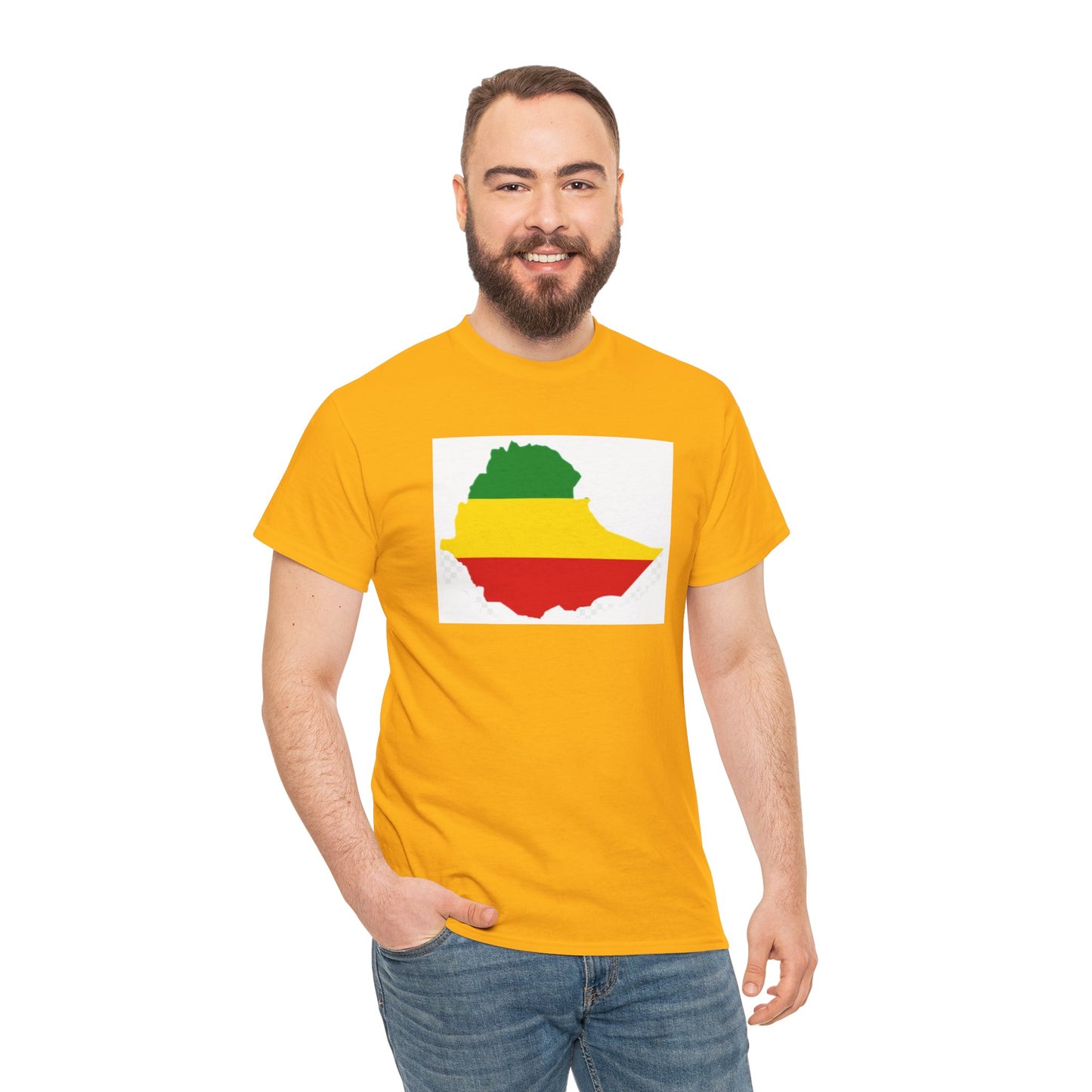 Unisex Heavy Cotton Tee -- Ethiopia flag and map