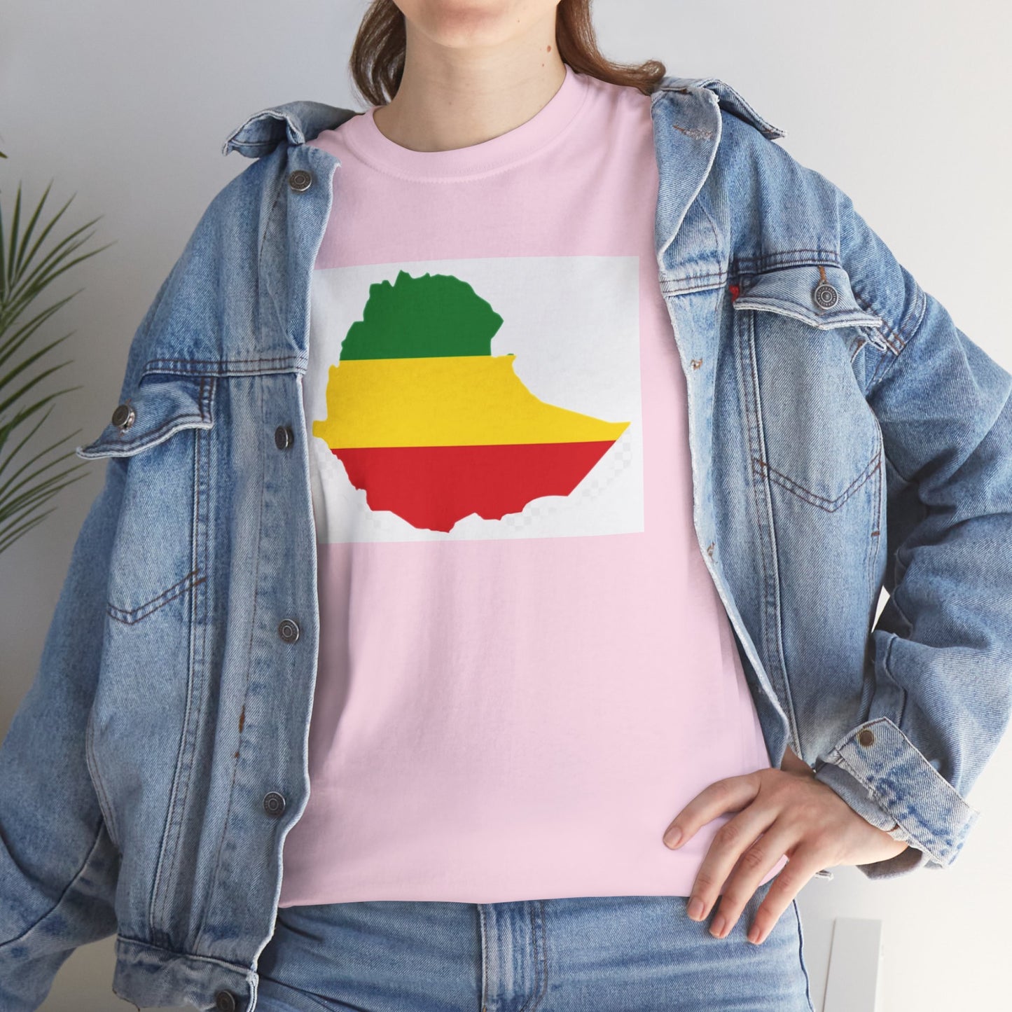 Unisex Heavy Cotton Tee -- Ethiopia flag and map