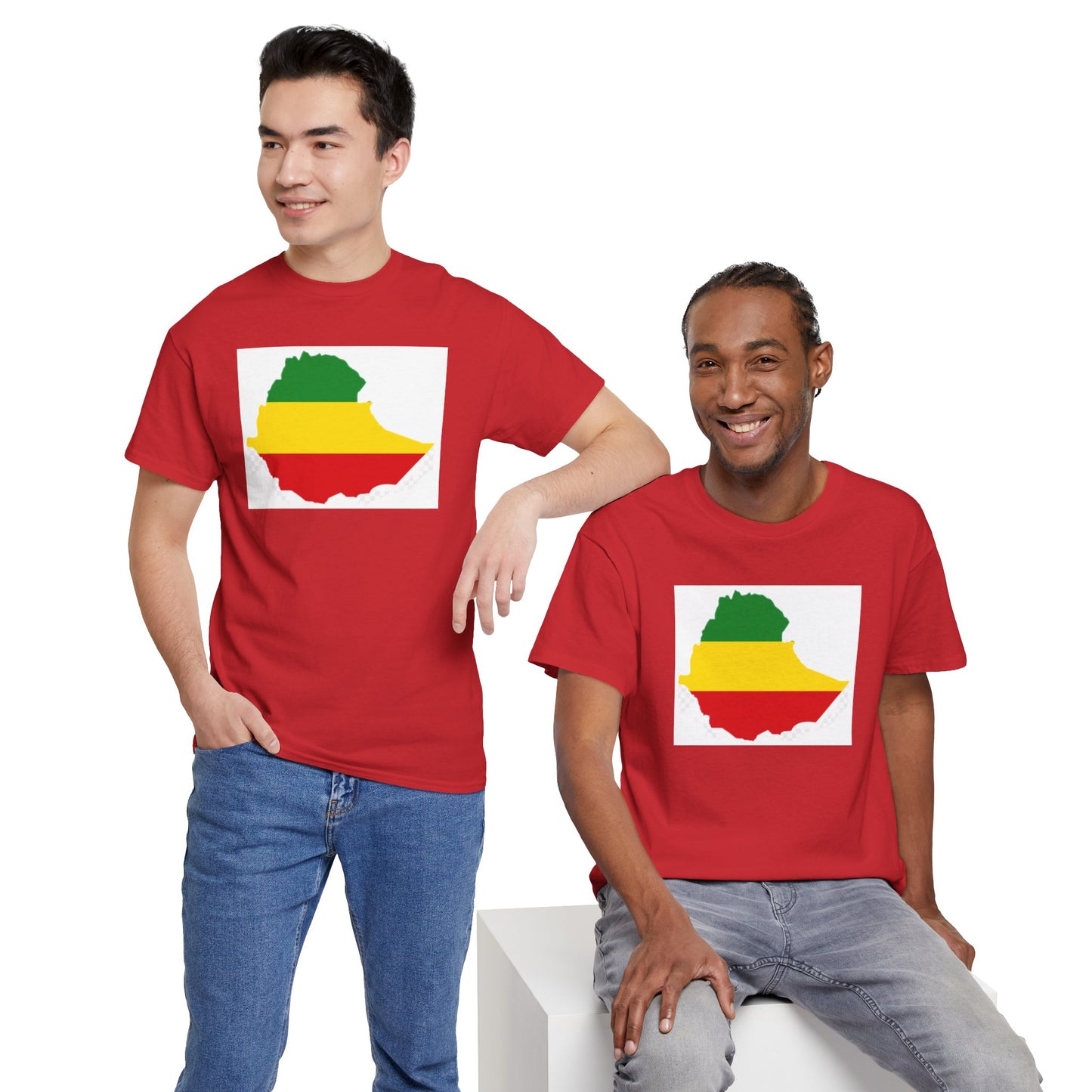 Unisex Heavy Cotton Tee -- Ethiopia flag and map