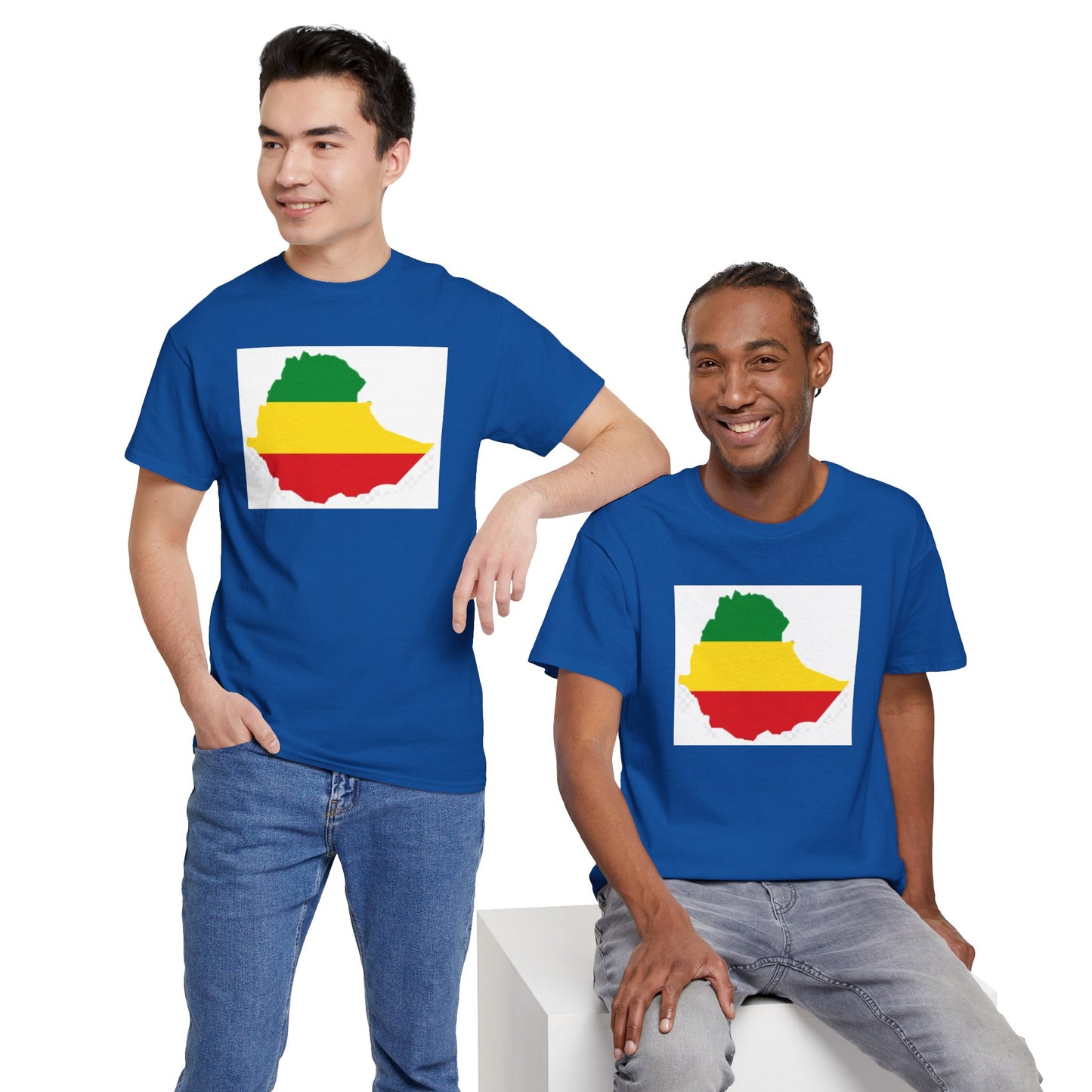 Unisex Heavy Cotton Tee -- Ethiopia flag and map