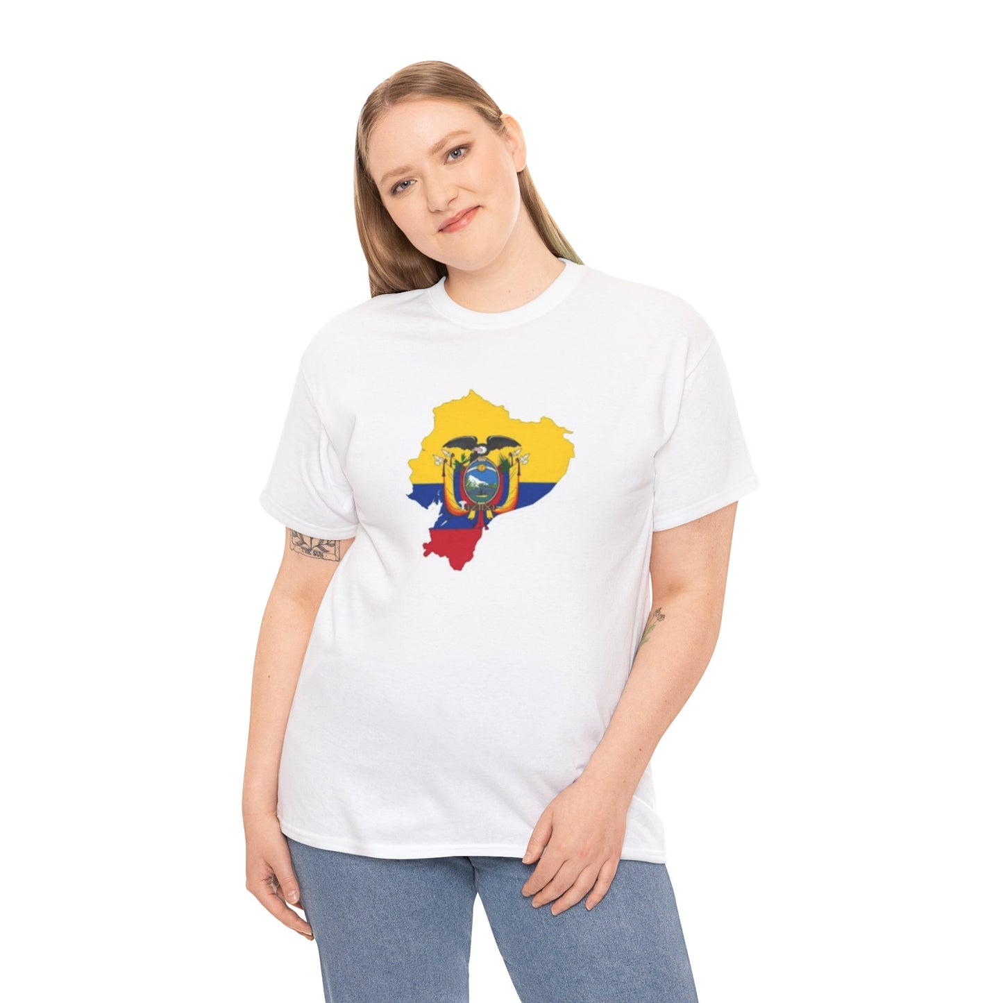 Unisex Heavy Cotton Tee -- Ecuador flag and map
